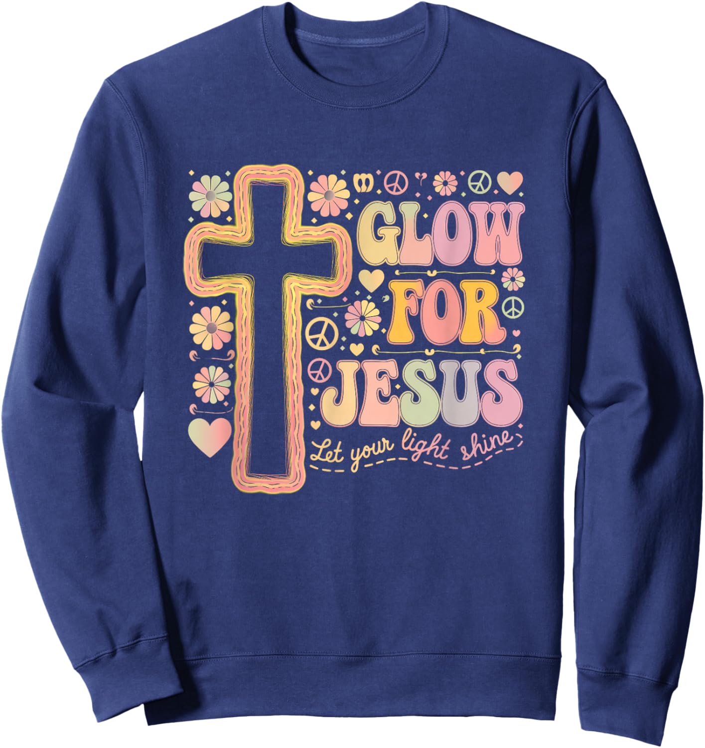 Glow for Jesus Christian Faith Lion God Christianity Sweatshirt - Sweatshirt | Navy