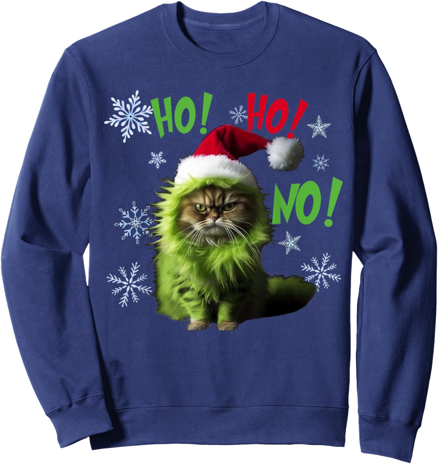 Ho Ho No - Funny Bad Cat Christmas Sweatshirt - Sweatshirt | Navy