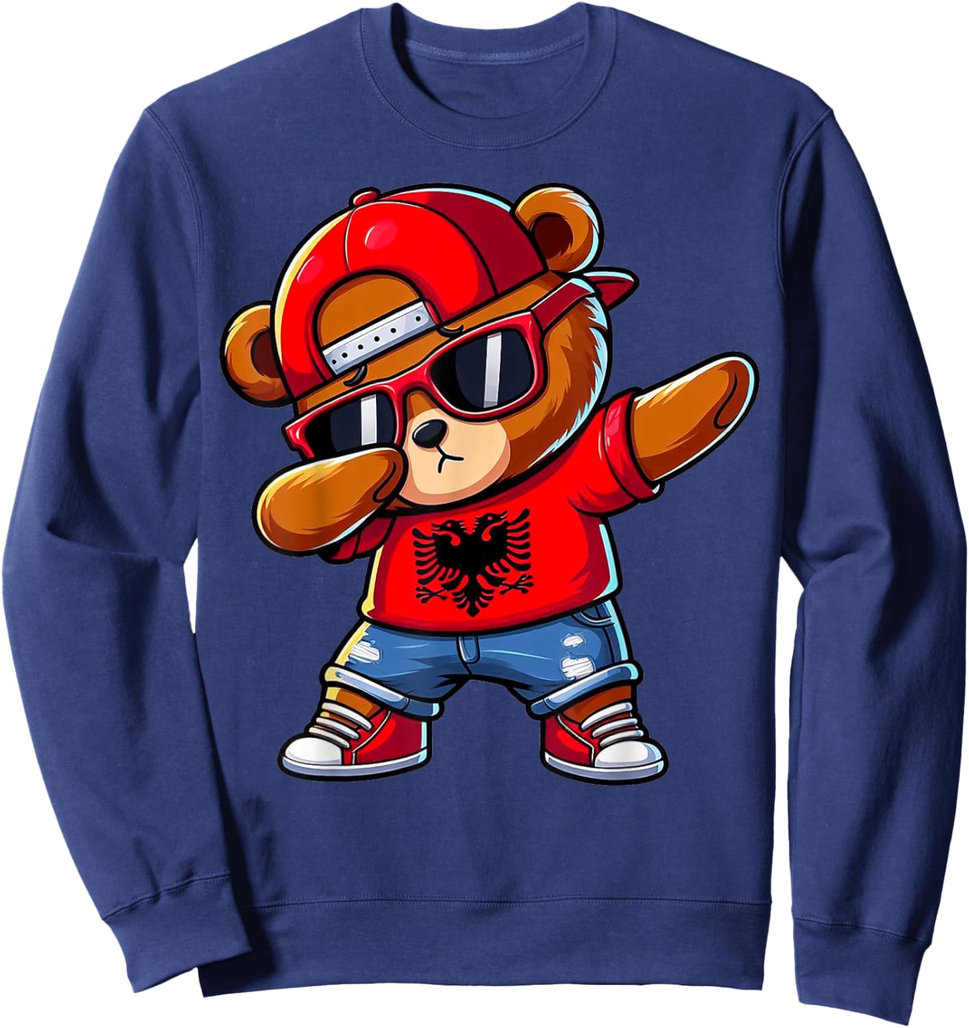 Albanian Bear Albania Dabbing Dab Boys Kids 2024 Sweatshirt - Sweatshirt | Navy