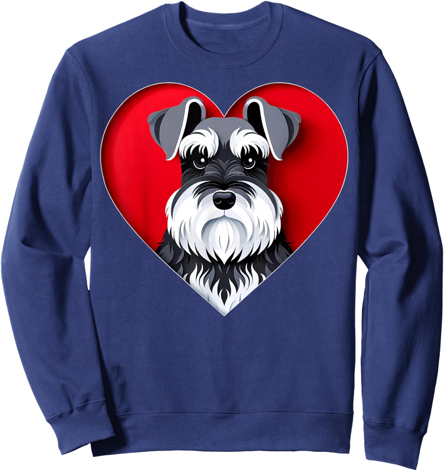 Miniature Schnauzer Heart Cute Mini Puppy Dog Lover Sweatshirt - Sweatshirt | Navy