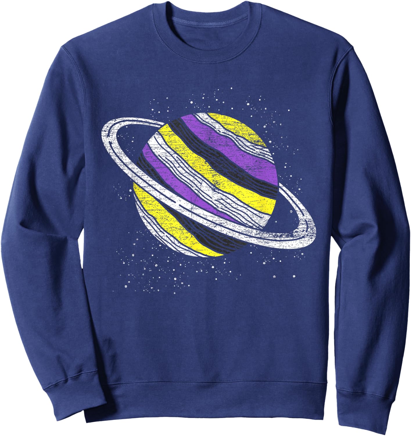 Non Binary Flag Saturn Genderfluid Planet Non-Binary Sweatshirt - Sweatshirt | Navy
