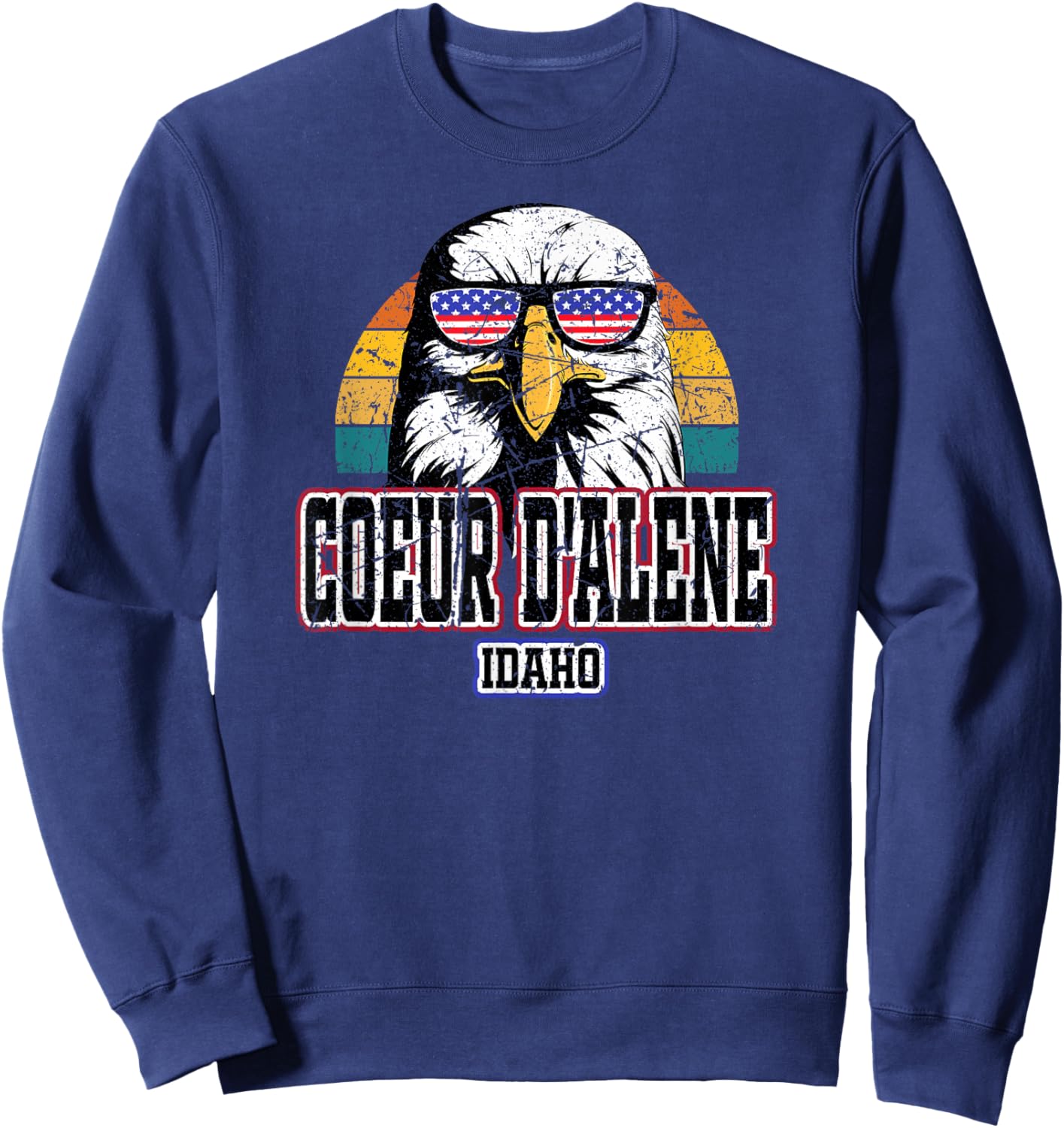 Coer d'Alene Idaho USA Flag Men Women Kids Kootenai County Sweatshirt - Sweatshirt | Navy