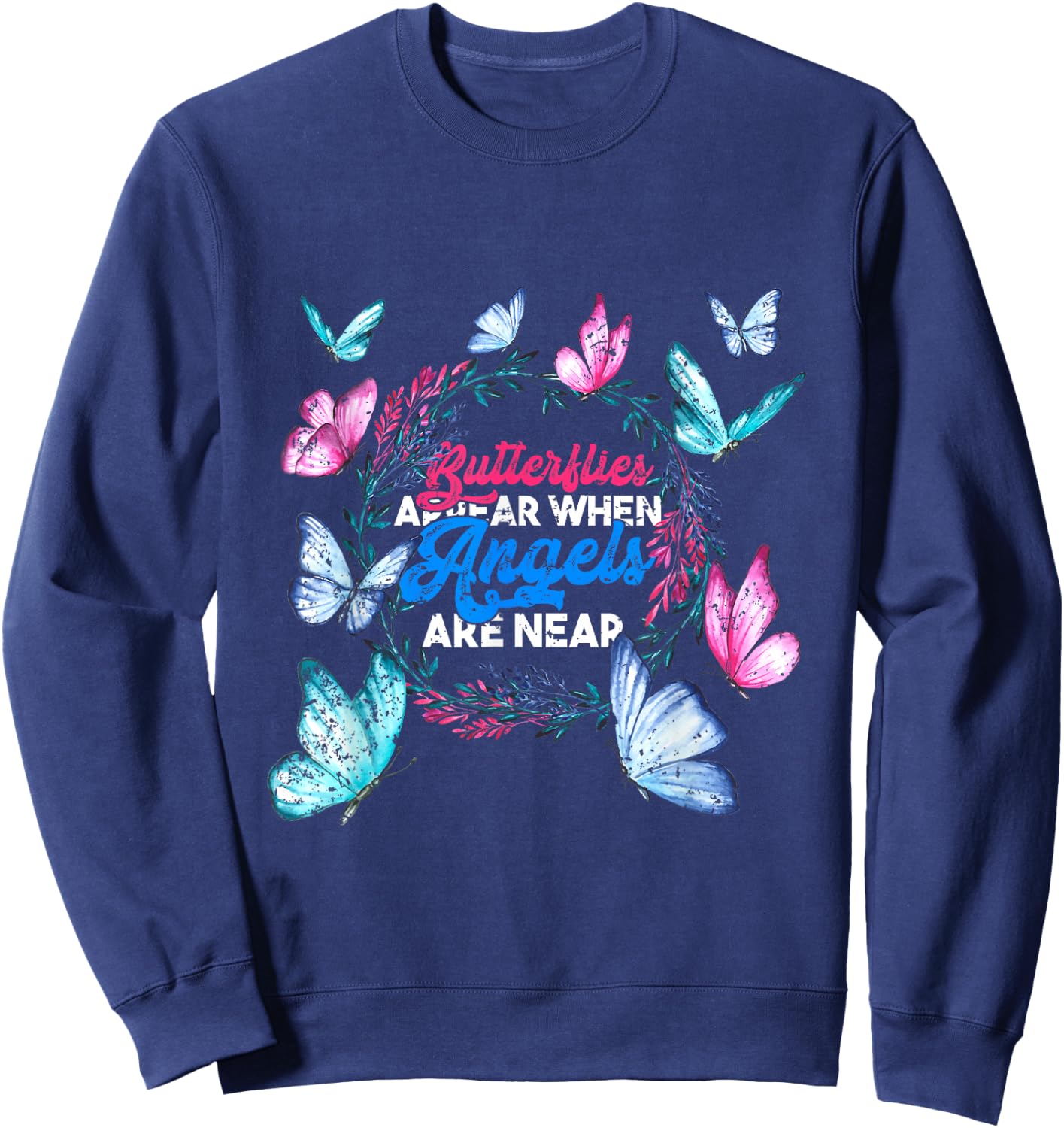 Pretty Butterfly Design Women's Butterfly - Black, Small Sweatshirt - Sweatshirt | Navy