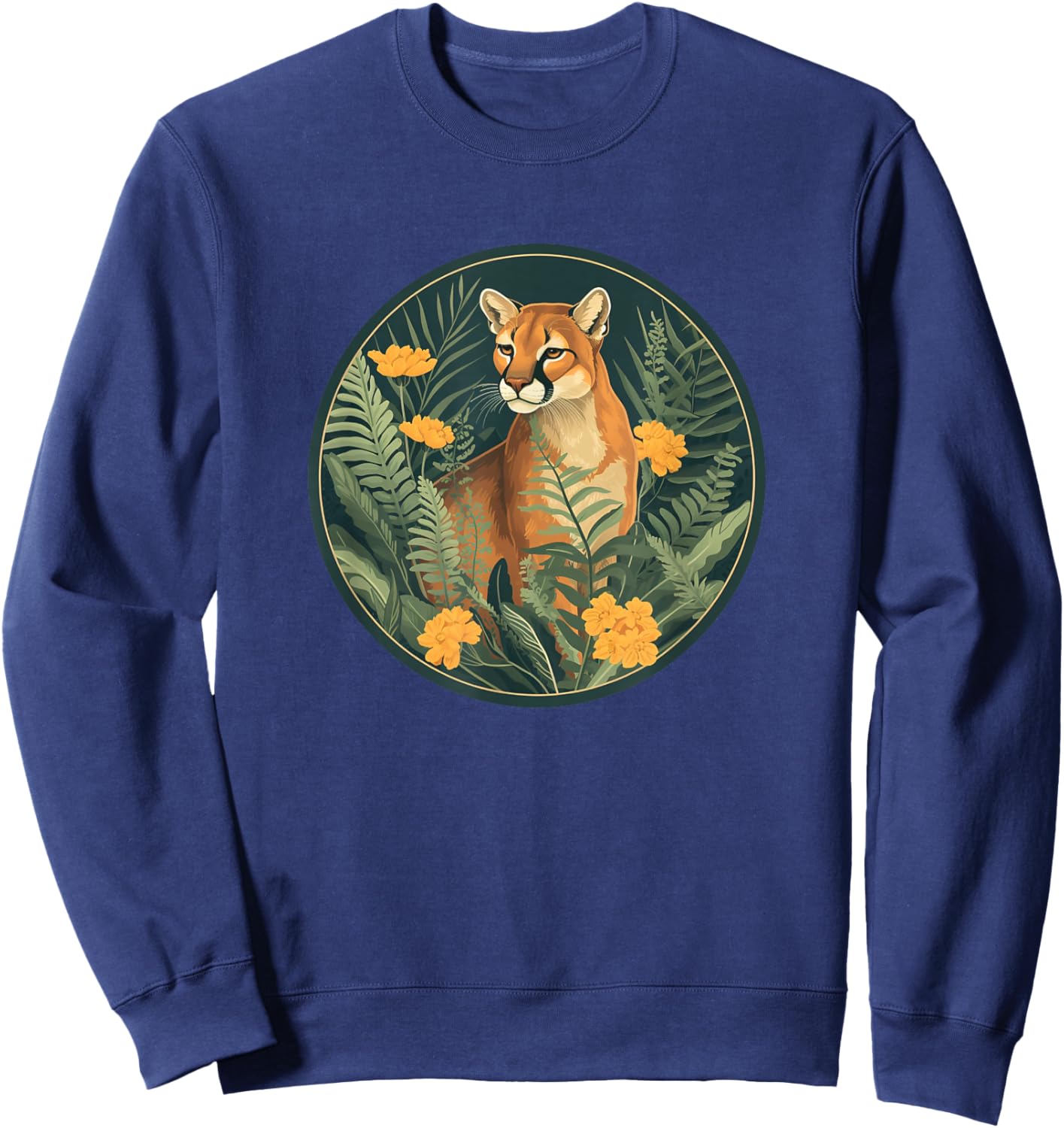 Exotic Nature Cougar Mountain Lion Wildlife Lover Sweatshirt - Sweatshirt | Navy