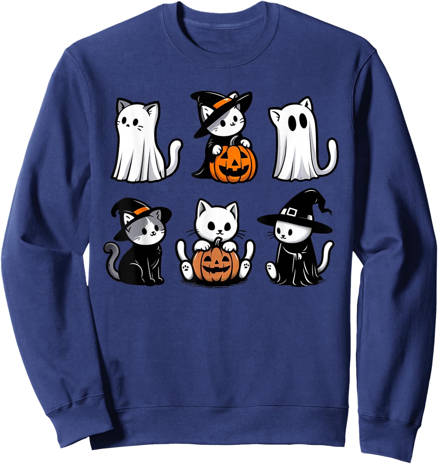 Funny Ghost Cat Funny Halloween Spooky Funny Boo Cat Lover Sweatshirt - Sweatshirt | Navy