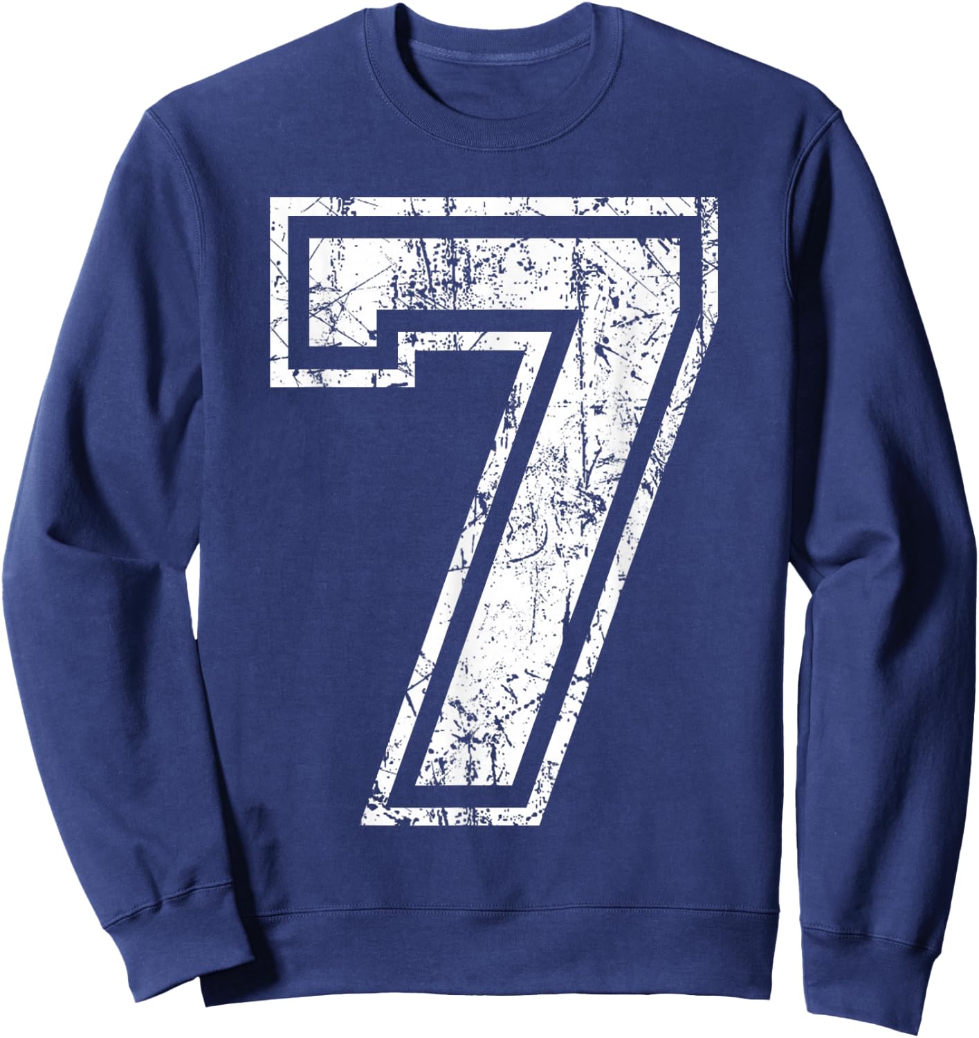 Sports Jersey Grunge Number 7 Fan Team Player Birthday Sweatshirt - Sweatshirt | Navy