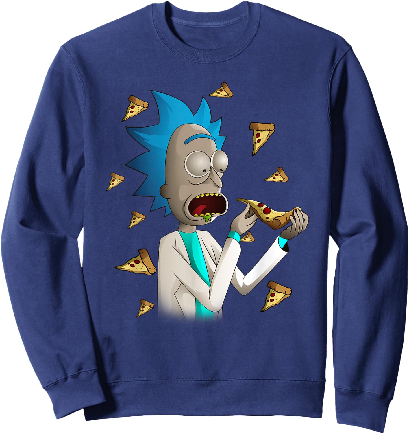 Rick and Morty Shirt Rick Loves Pizza Sweatshirt - Sweatshirt | Navy