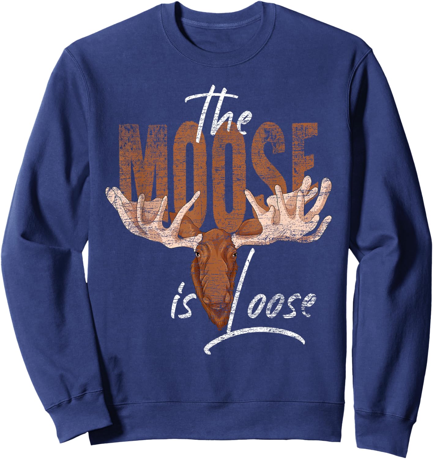 Forest Animal Lovers Scandinavia Wild Animal Funny Moose Sweatshirt - Sweatshirt | Navy