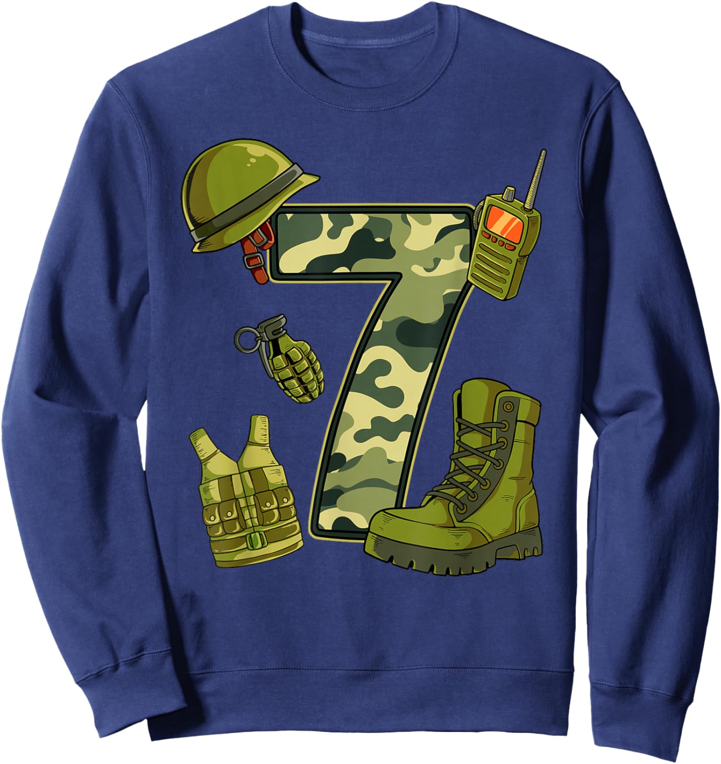 7th Birthday Army Sweatshirt - Sweatshirt | Navy
