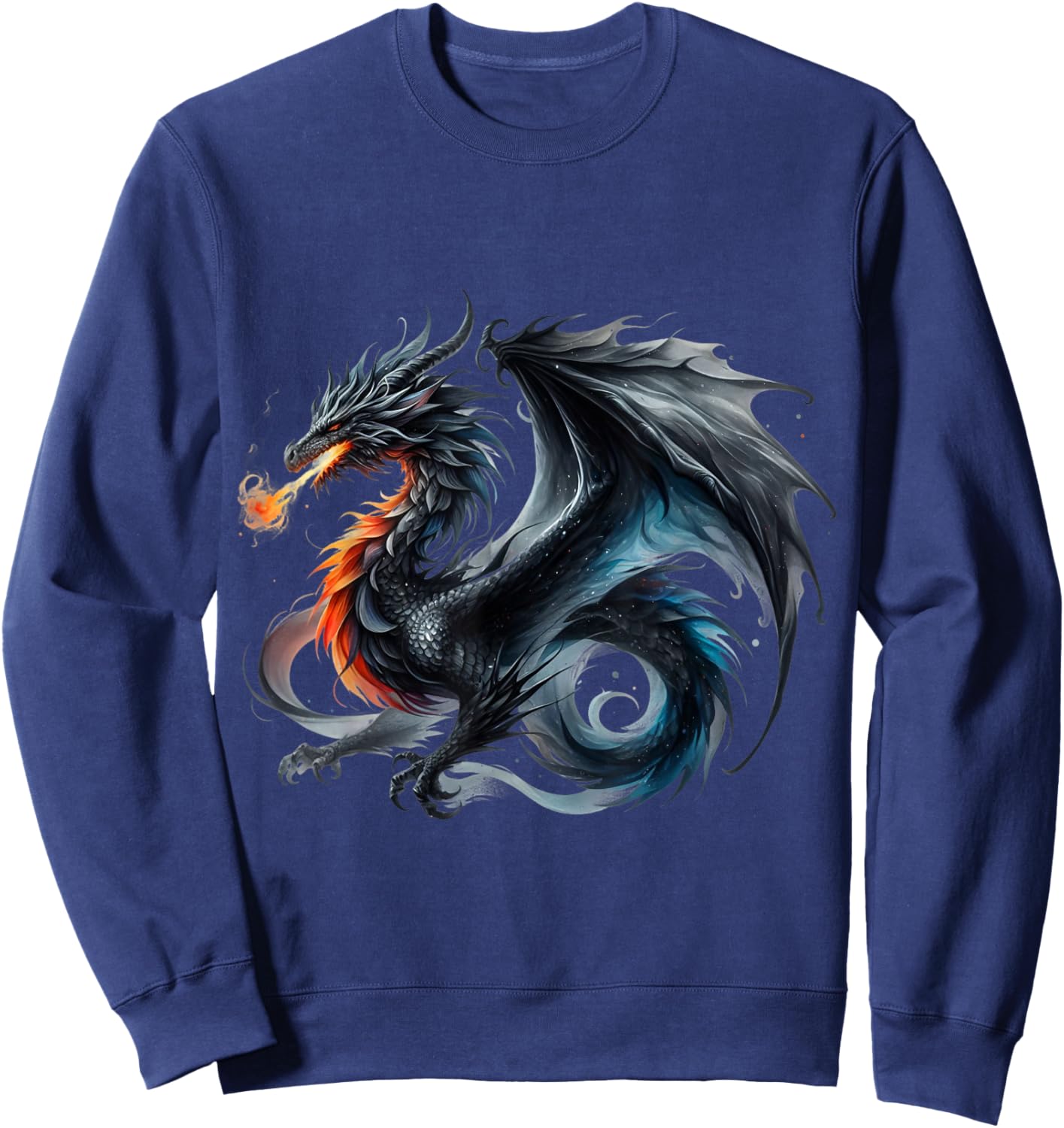 Créature mythique volante Dragon Cool Flame-crachant le dragon Sweatshirt - Sweatshirt | Navy