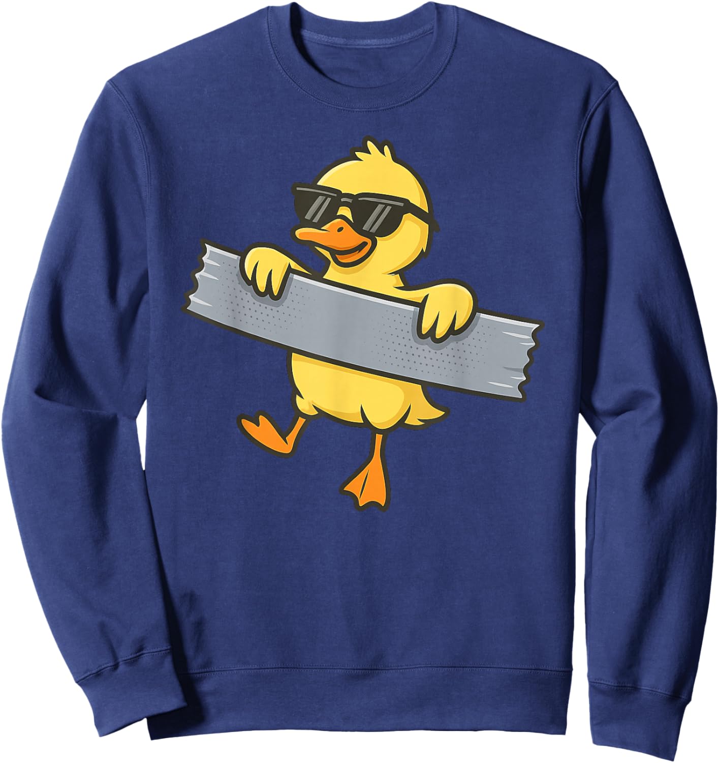 Funny Yellow Duck Duct Tape Animal Lover Boys Girl Kids Sweatshirt - Sweatshirt | Navy