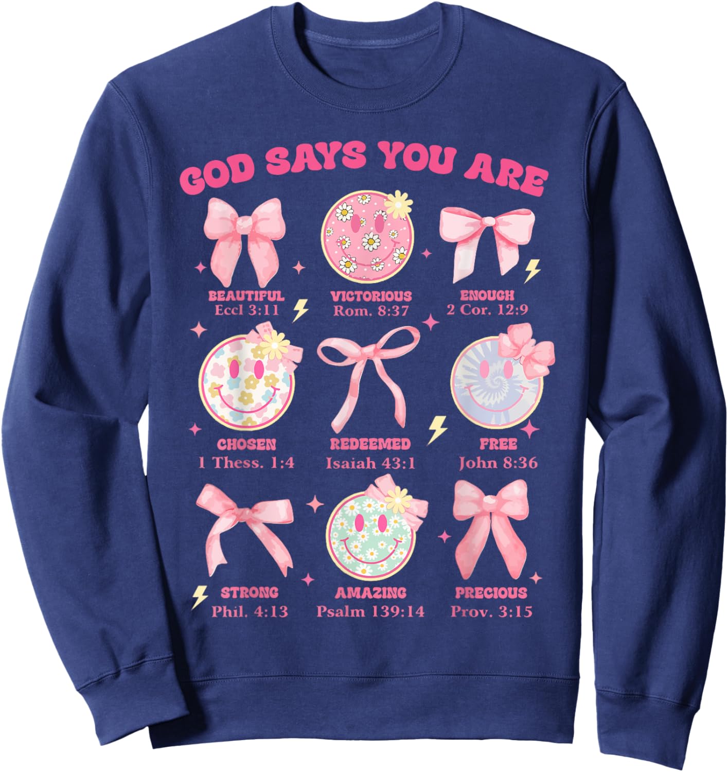 Funny God Says You Are Strong Loved Worthy Enough Sweatshirt - Sweatshirt | Navy
