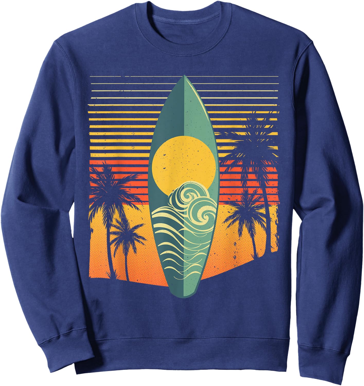 Cool Surfboard Women Surfer Retro Surf Sunset Beach Sweatshirt - Sweatshirt | Navy