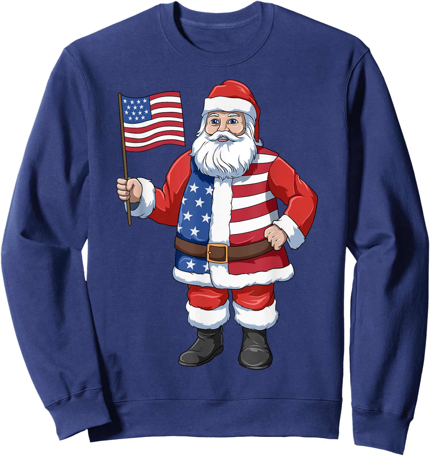 Patriotic Santa American 4th of July Santa American Flag Sweatshirt - Sweatshirt | Navy
