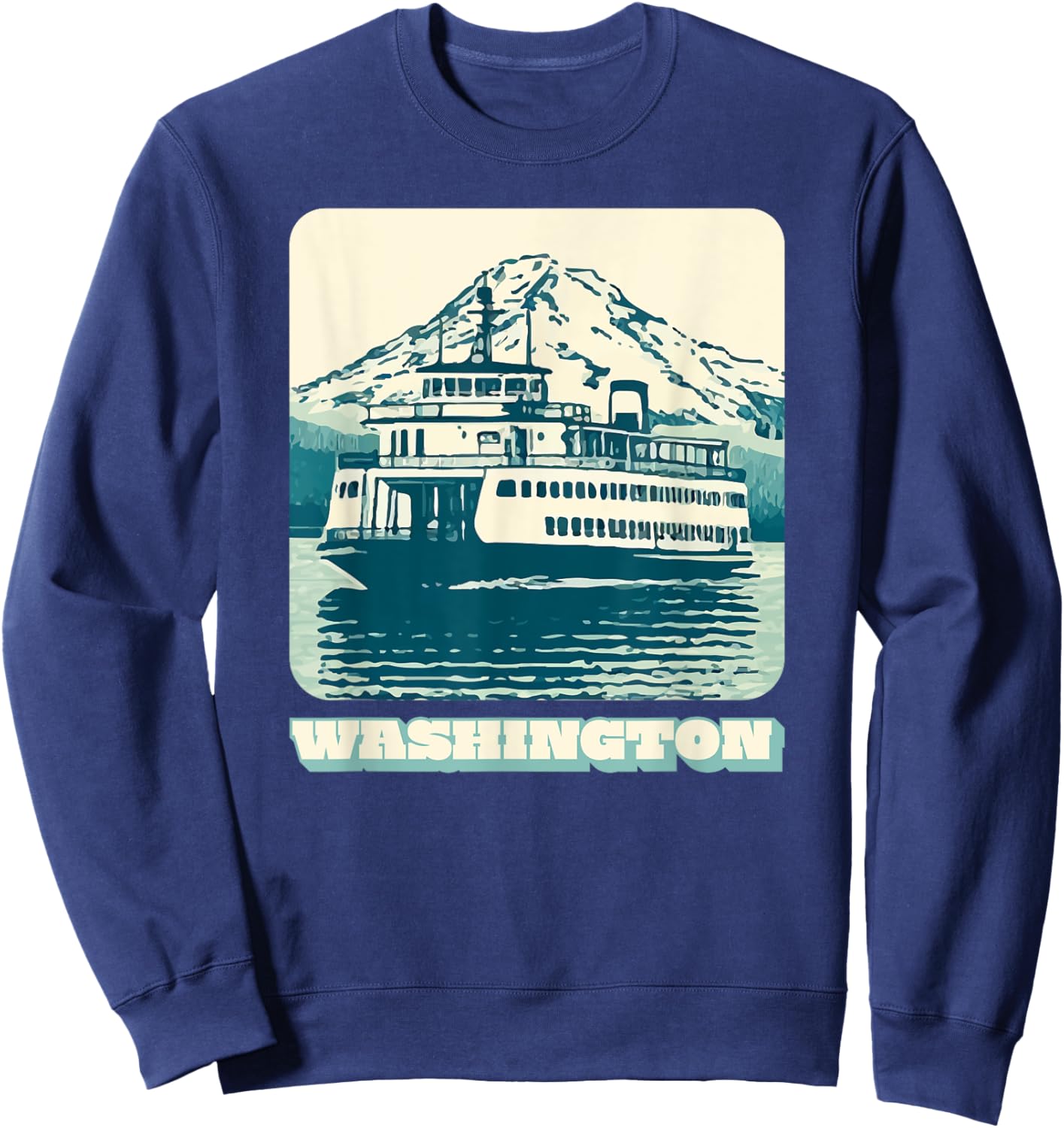 Washington Rainier Ferry Pac Northwest Native Souvenir Sweatshirt - Sweatshirt | Navy