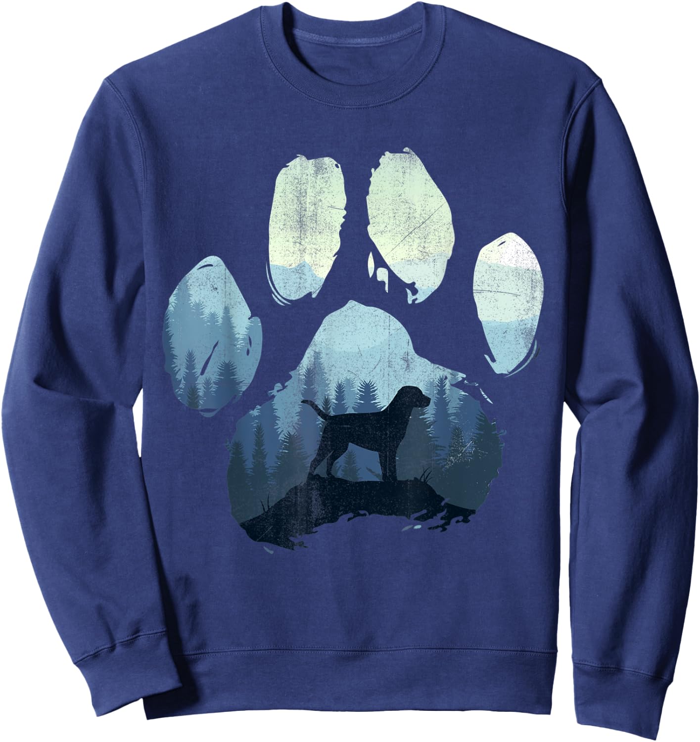 Chocolate Labrador Dog Paw Mom Dad Mountains Women Kids Sweatshirt - Sweatshirt | Navy