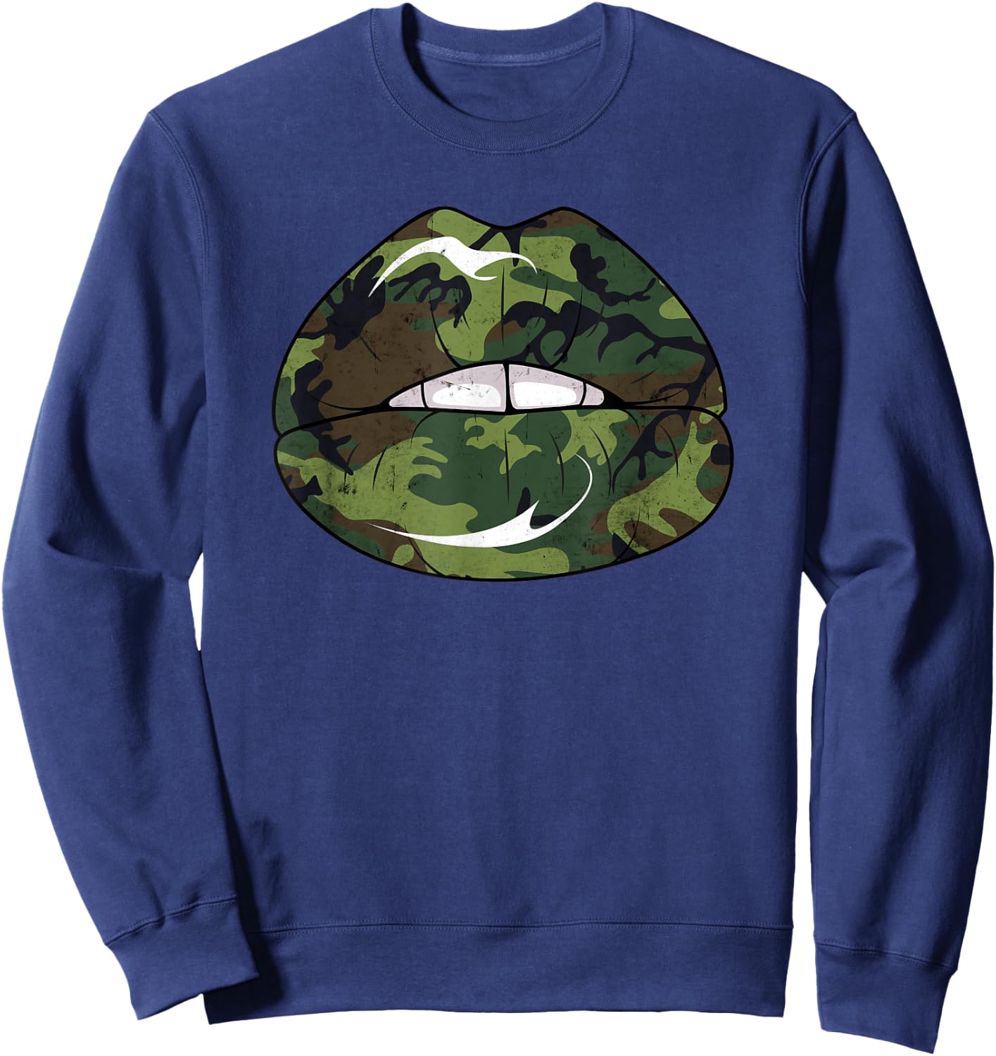 Sexy Seductive Camo Camouflage Lips Apparel Sweatshirt - Sweatshirt | Navy