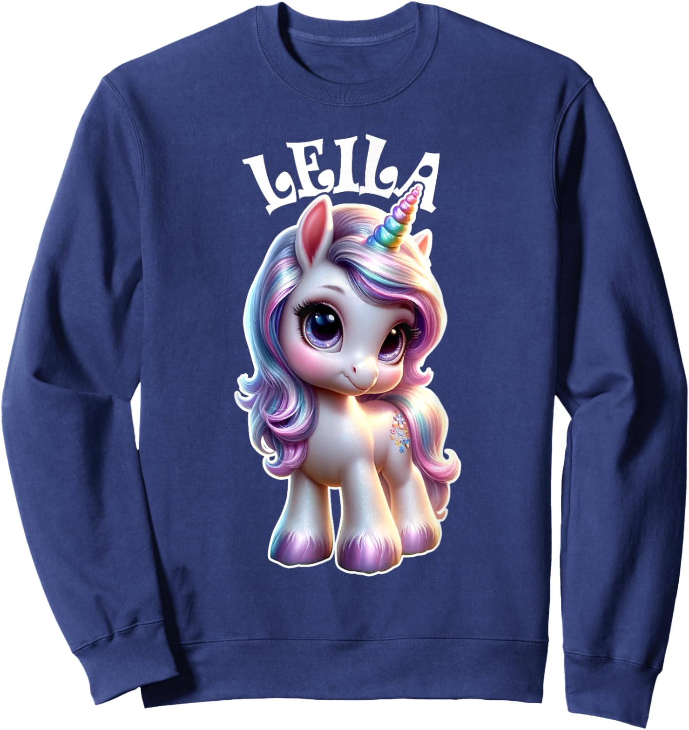 Leila Cute Unicorn Design for Girls Name Leila Sweatshirt - Sweatshirt | Navy