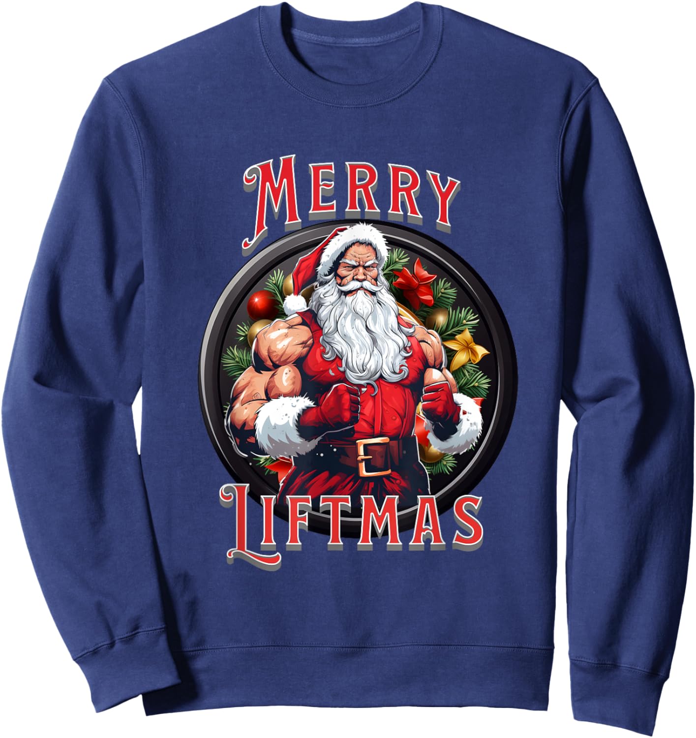 Swole Santa's Merry Liftmas, Buff Santa's Sweatshirt - Sweatshirt | Navy