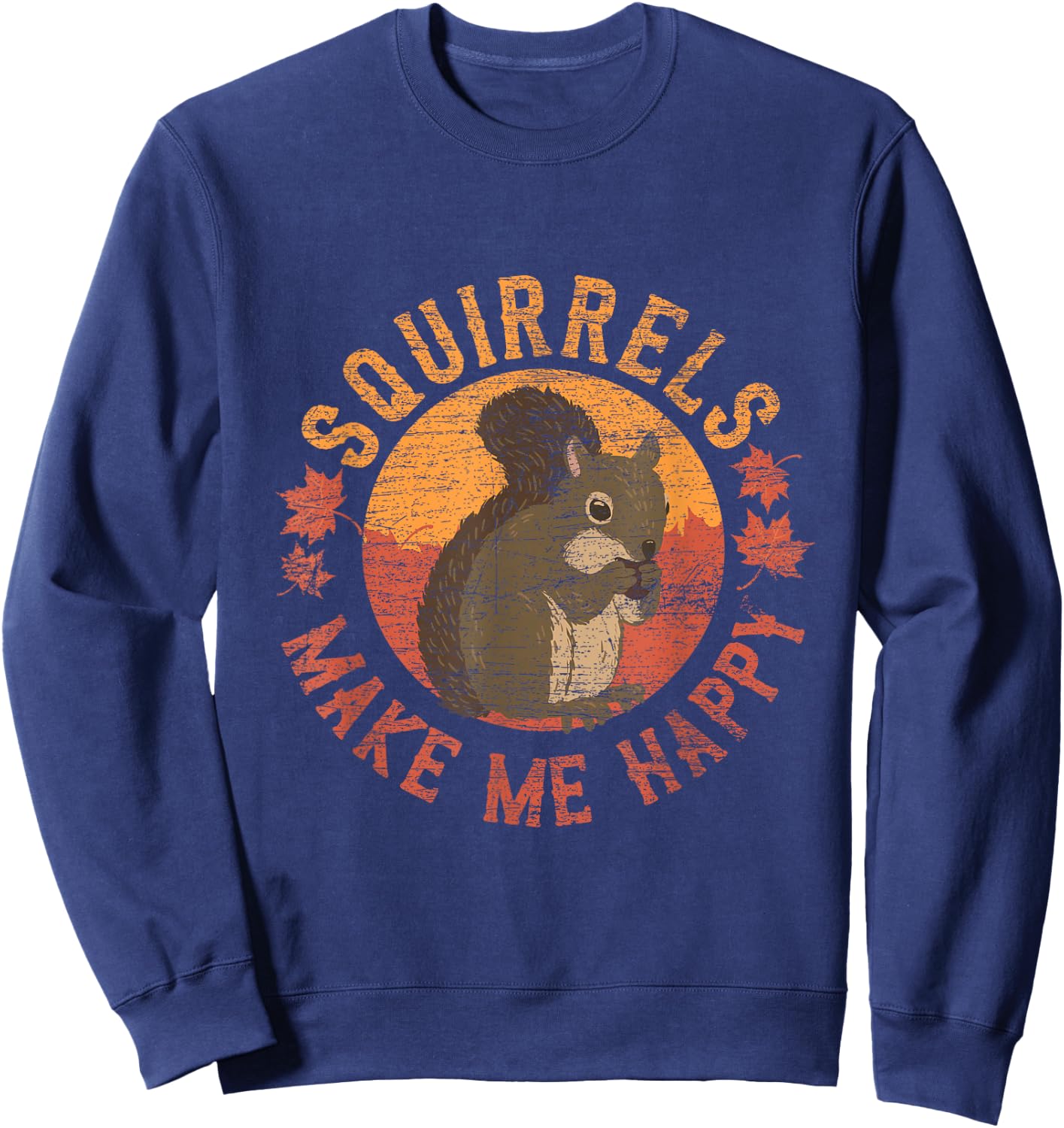 Squirrels Make Me Happy - Vintage Squirrel Small Sweatshirt - Sweatshirt | Navy