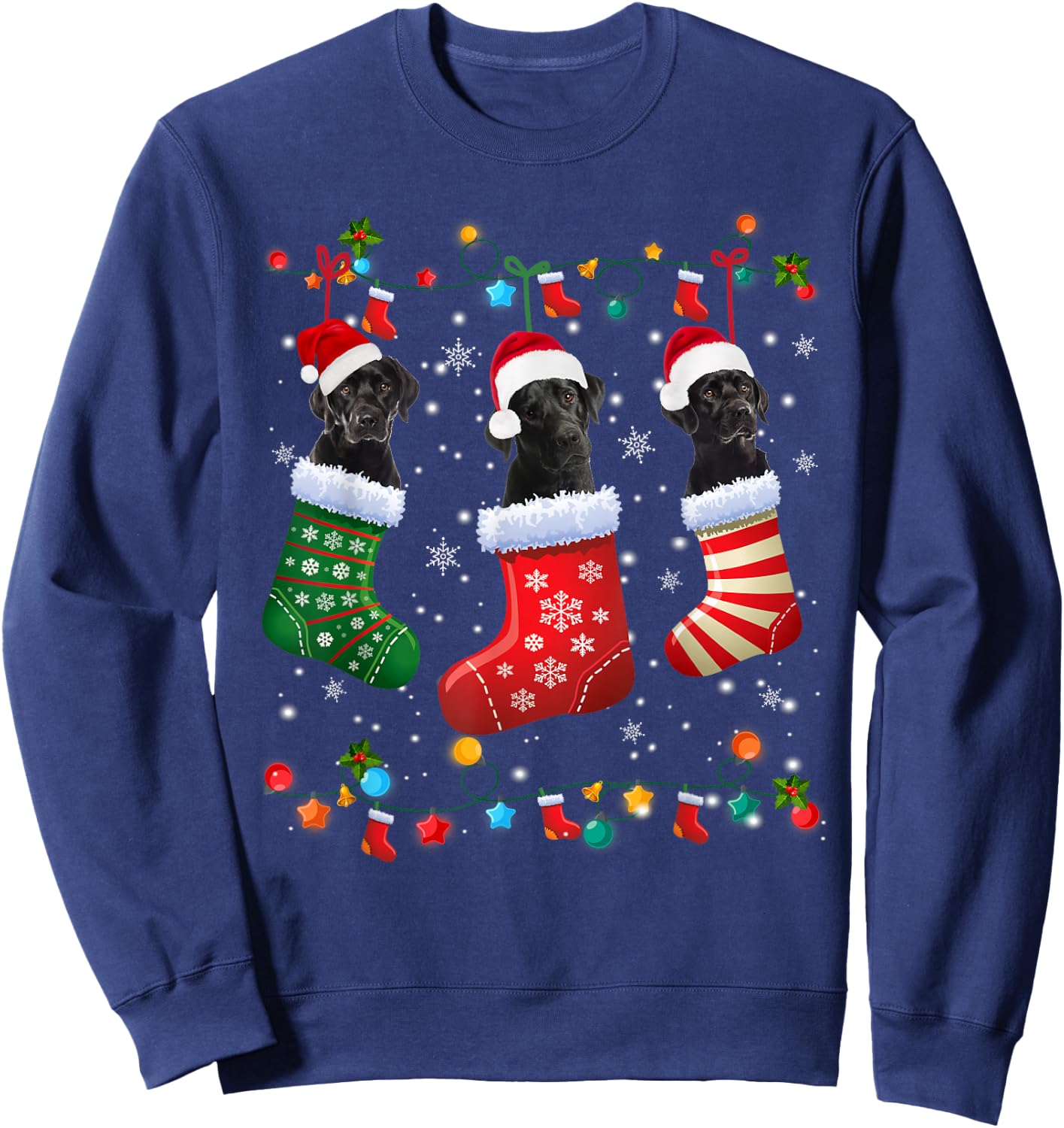 Christmas Socks Pajama Black Lab Labrador Dog Puppy Lover Sweatshirt - Sweatshirt | Navy