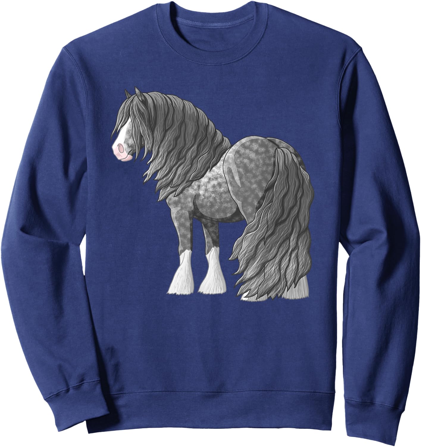Dapple Gray Gypsy Vanner Irish Cob Draft Horse Sweatshirt - Sweatshirt | Navy