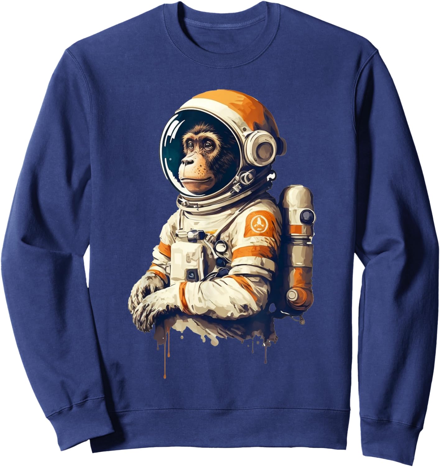 Retro Monkey Space Astronaut Chimp Art Funny Sci-Fi Design Sweatshirt - Sweatshirt | Navy