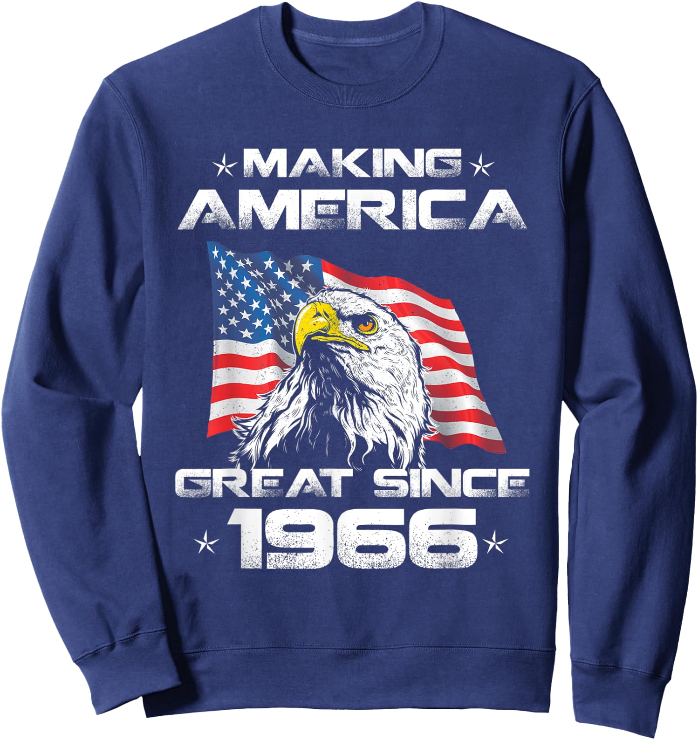 54th Birthday Gift USA Flag Making America Great Since 1966 Men Sweatshirt - Sweatshirt | Navy