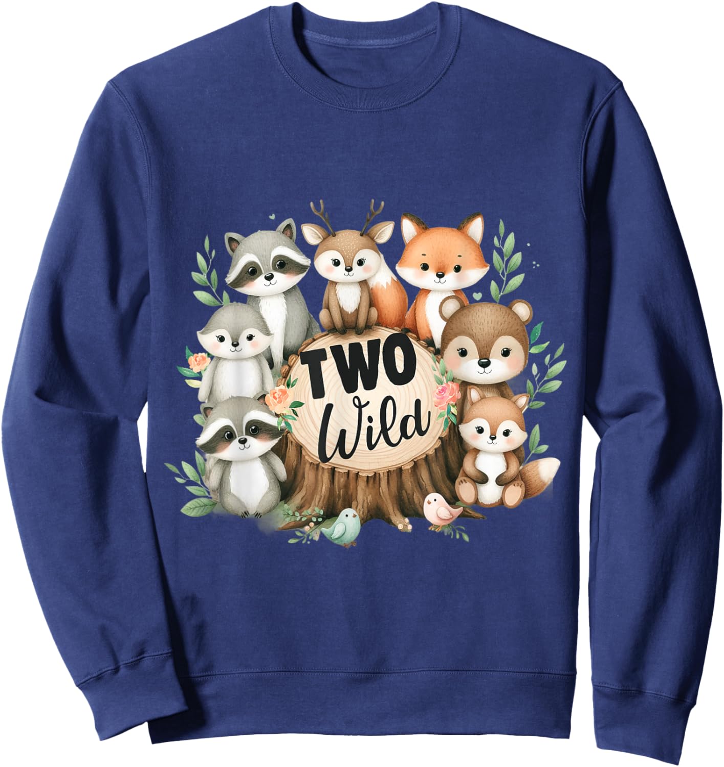 Two Wild Birthday Cute Woodland Animal Jungle 2nd Birthday Sweatshirt - Sweatshirt | Navy