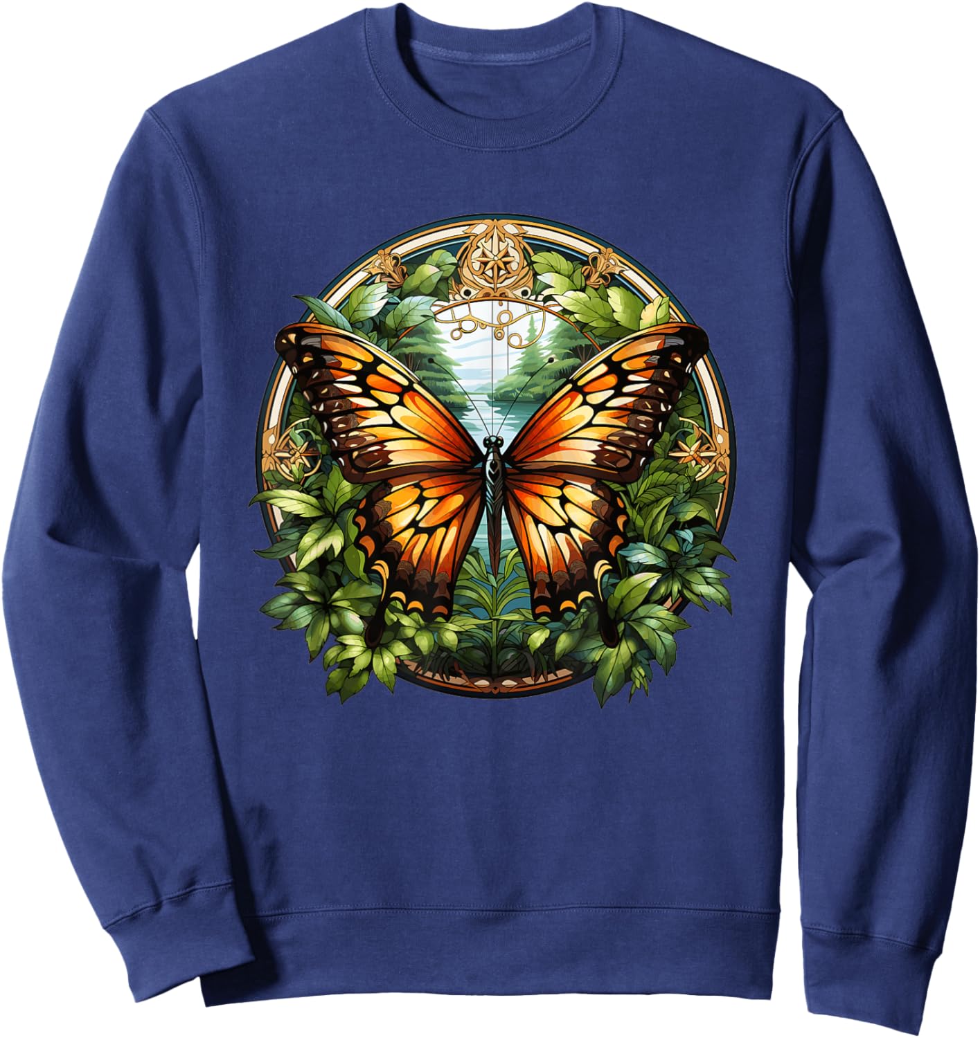 Colorful Butterfly I Flower Butterfly Sweatshirt - Sweatshirt | Navy