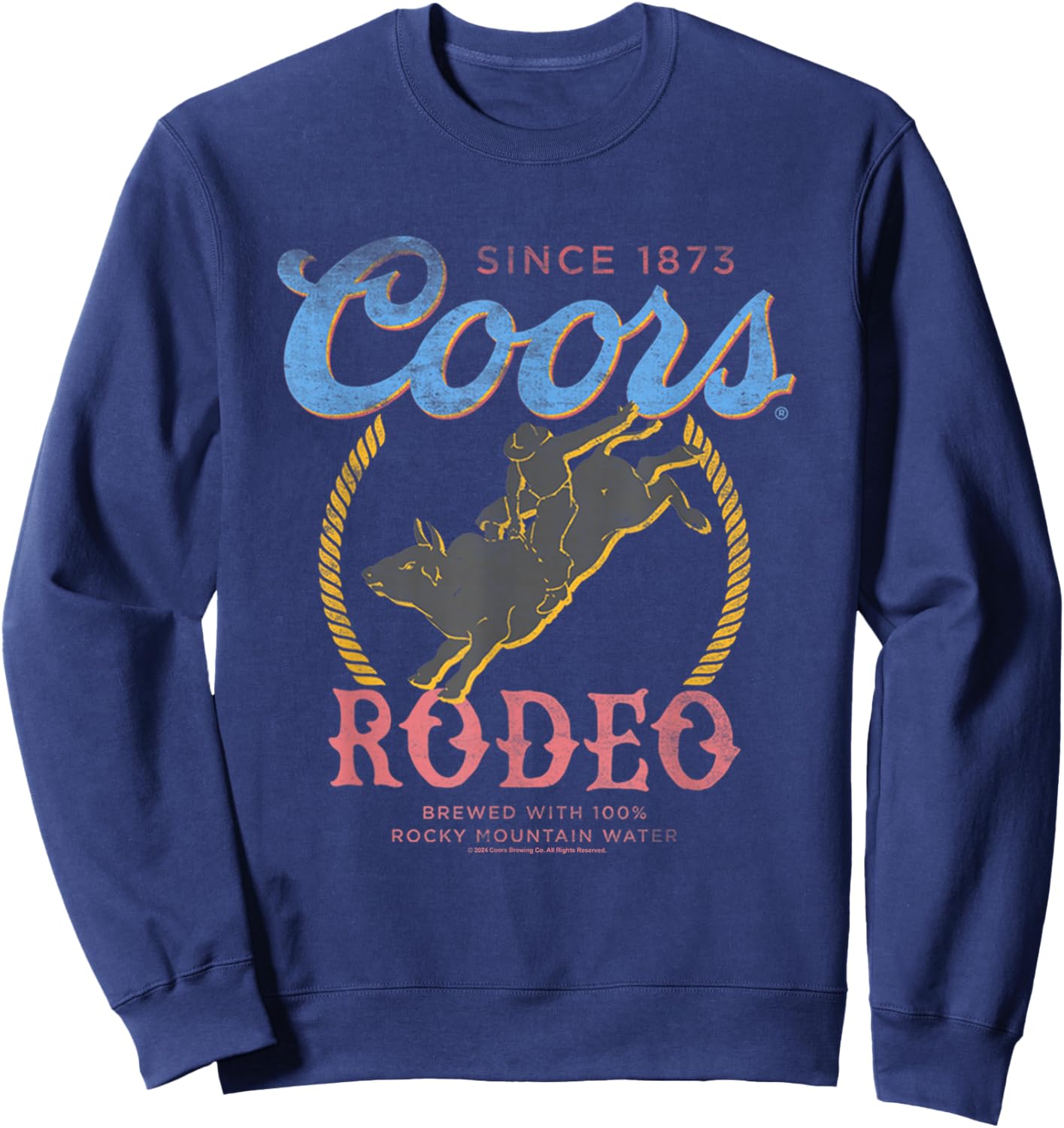 Coors Rodeo Since 1873 100% Rocky Mountain Water Vintage Sweatshirt - Sweatshirt | Navy