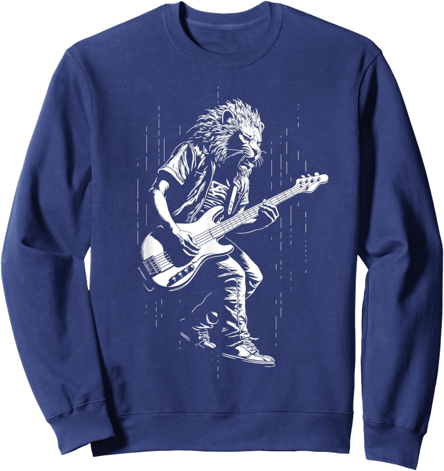 Guitarist Lion Music Bass Guitar Boys Men Kids Sweatshirt - Sweatshirt | Navy