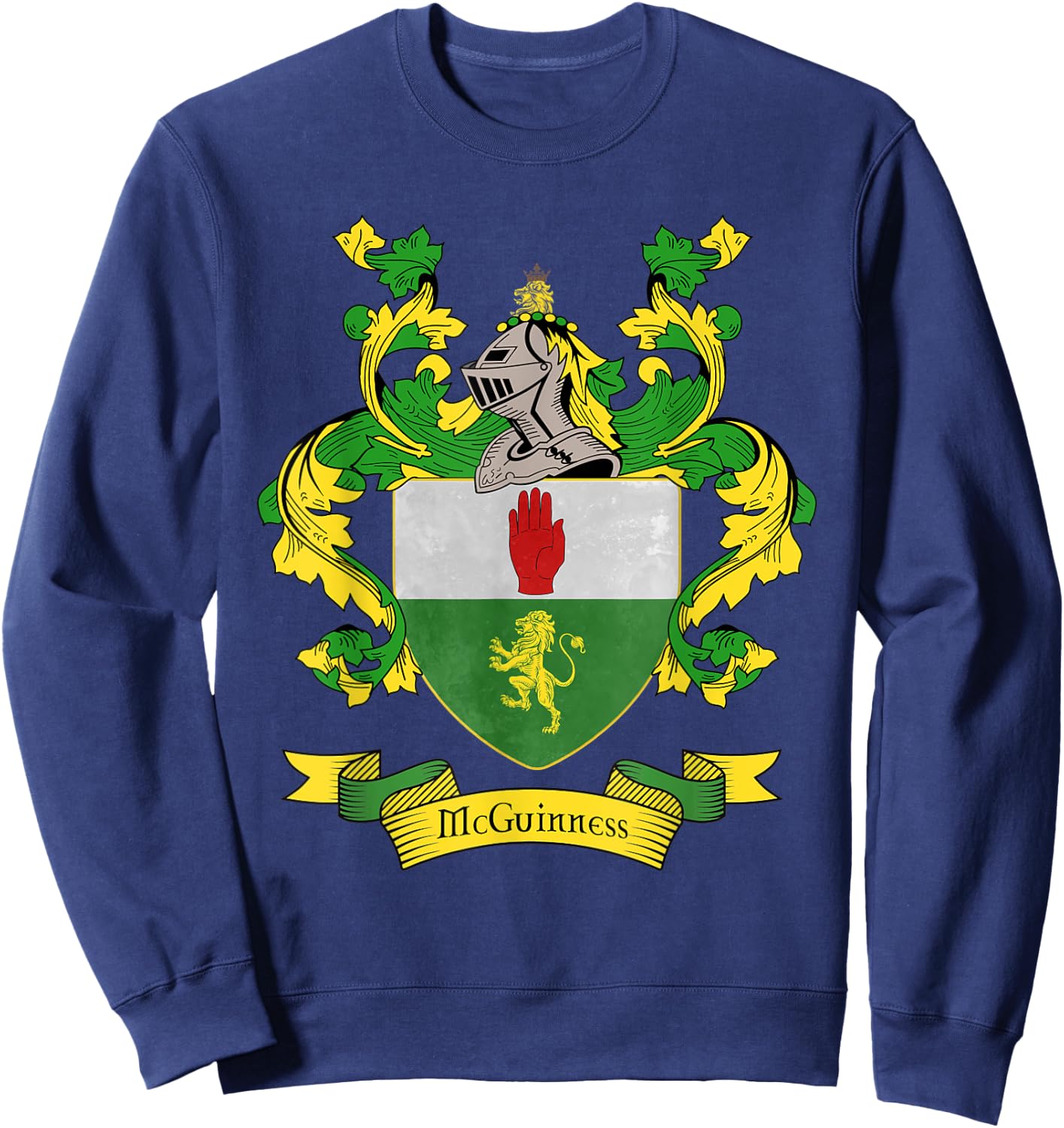 McGuinness Coat of Arms | McGuinness Surname Family Crest Sweatshirt - Sweatshirt | Navy