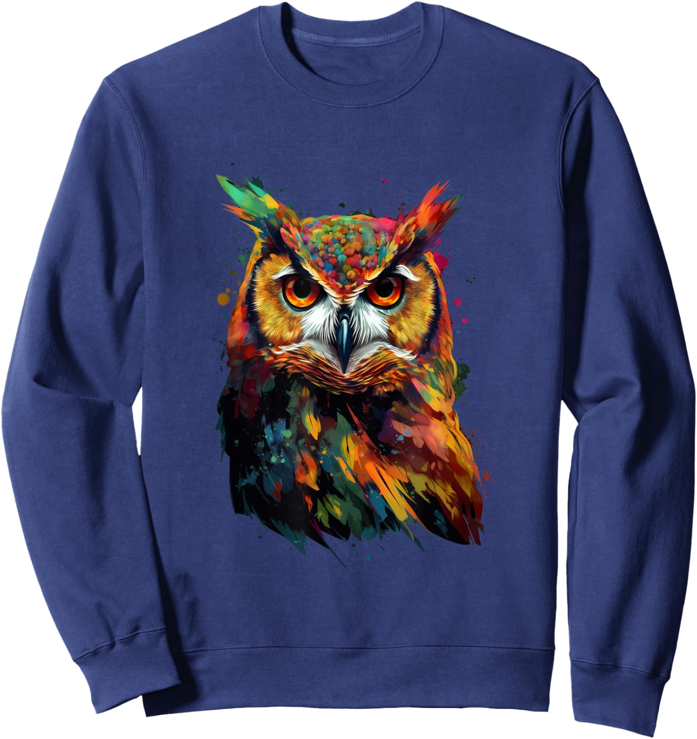 Owl Lovers Pop Art Colorful Owl Sweatshirt - Sweatshirt | Navy