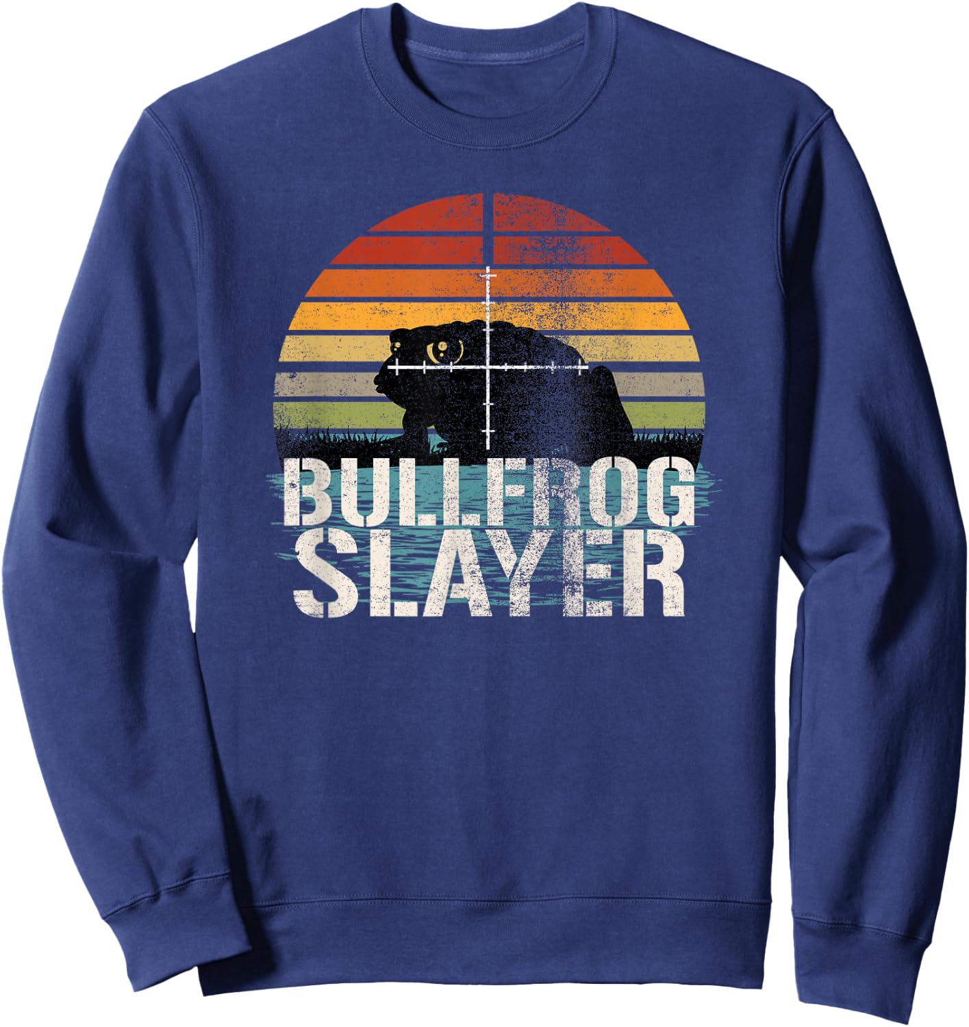 Bullfrog Slayer Frog Hunting Gigging Humor Sweatshirt - Sweatshirt | Navy