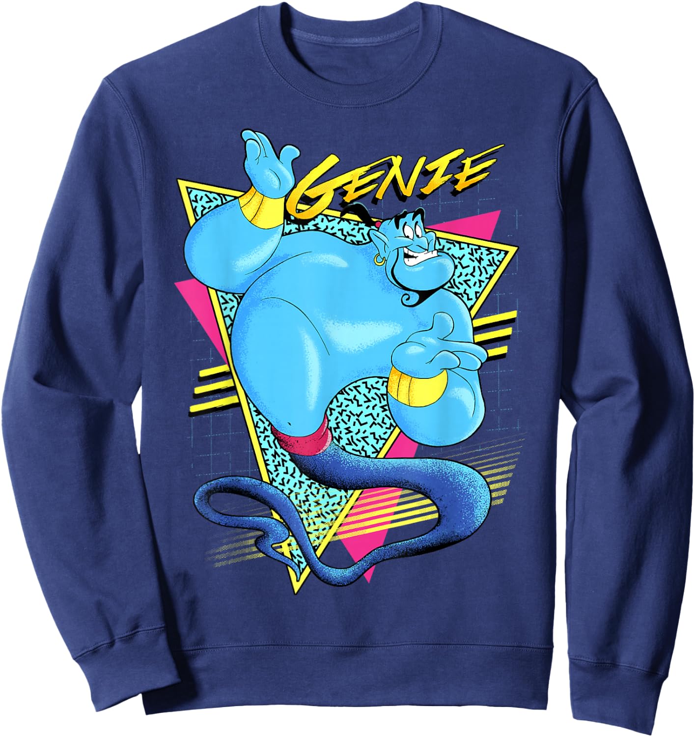 Disney Aladdin Genie Retro Abstract Portrait Logo Small Sweatshirt - Sweatshirt | Navy