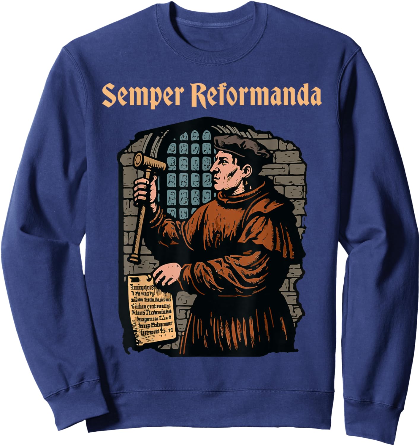 Martin Luther Reformation Semper Reformanda Christian Sweatshirt - Sweatshirt | Navy