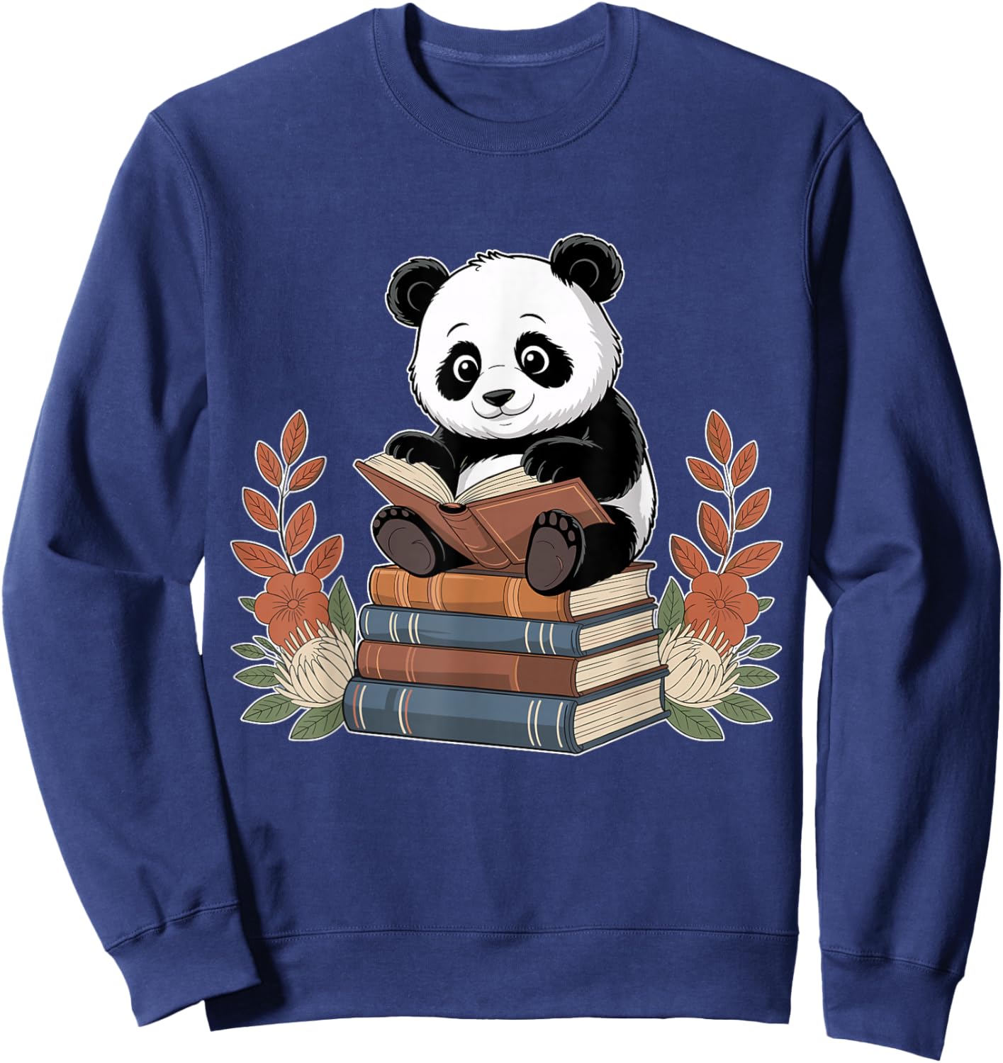 Kawaii Panda Book Lover Reading Books Panda Librarian Sweatshirt - Sweatshirt | Navy