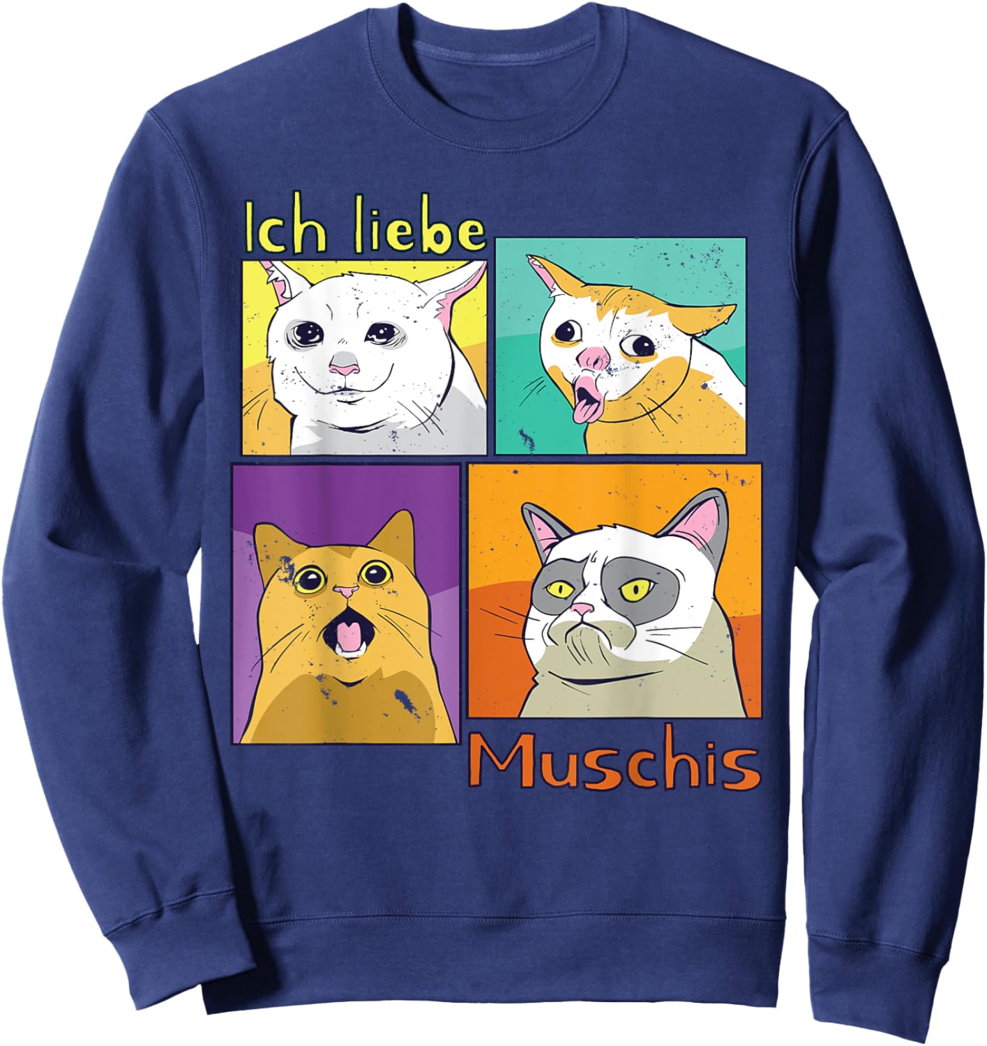Lustiger Spruch Ich liebe Muschis Katzen Meme Sweatshirt - Sweatshirt | Navy