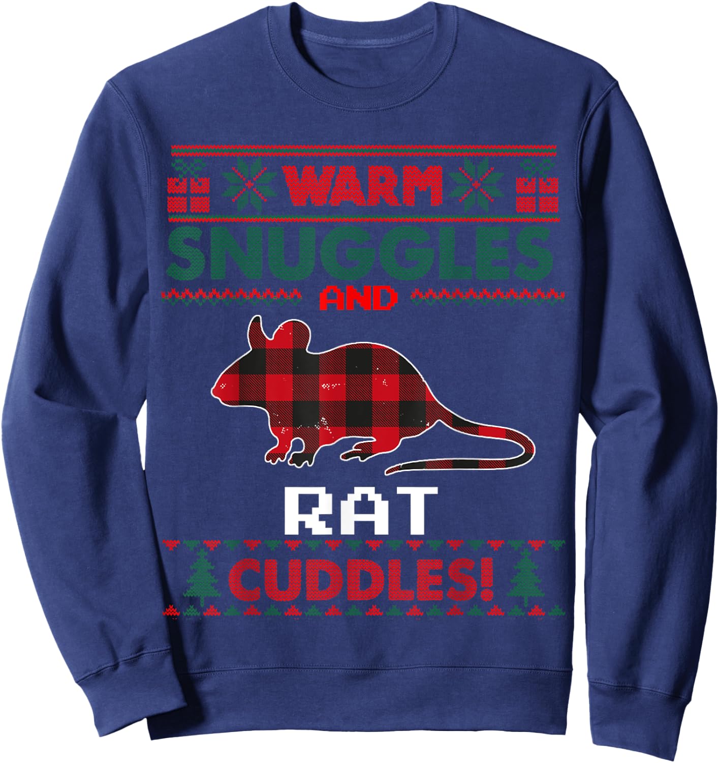 Rat Christmas Pajama Shirt Rat Lovers Ugly Christmas Sweater Sweatshirt - Sweatshirt | Navy