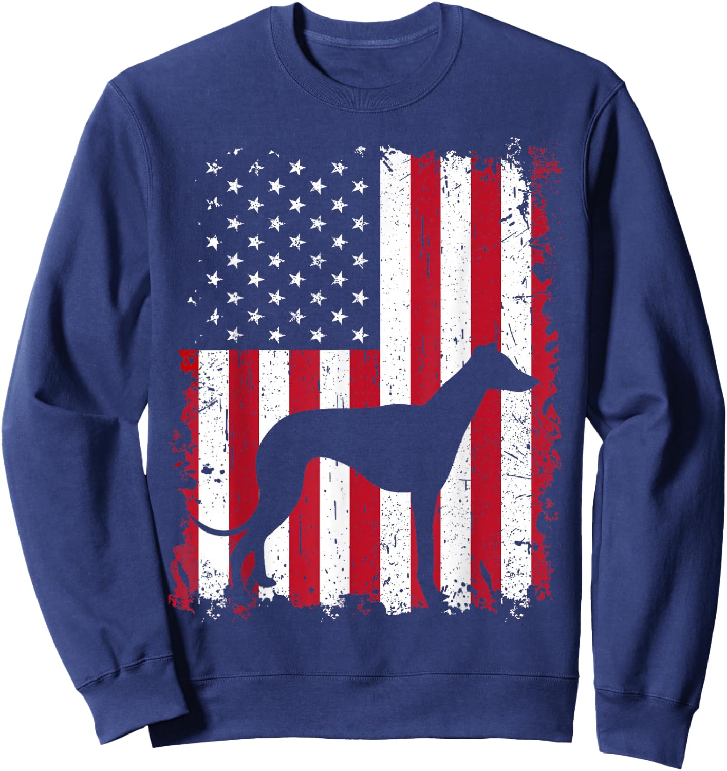 Greyhound 4th of July Patriotic American USA Flag Gift Sweatshirt - Sweatshirt | Navy