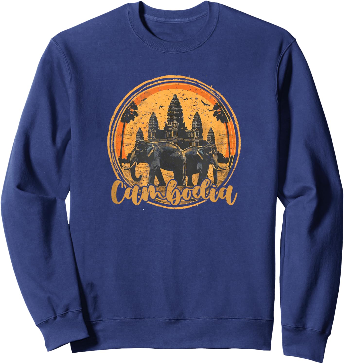 Kingdom of Cambodia Elephant Temple Cambodian Angkor Wat Sweatshirt - Sweatshirt | Navy