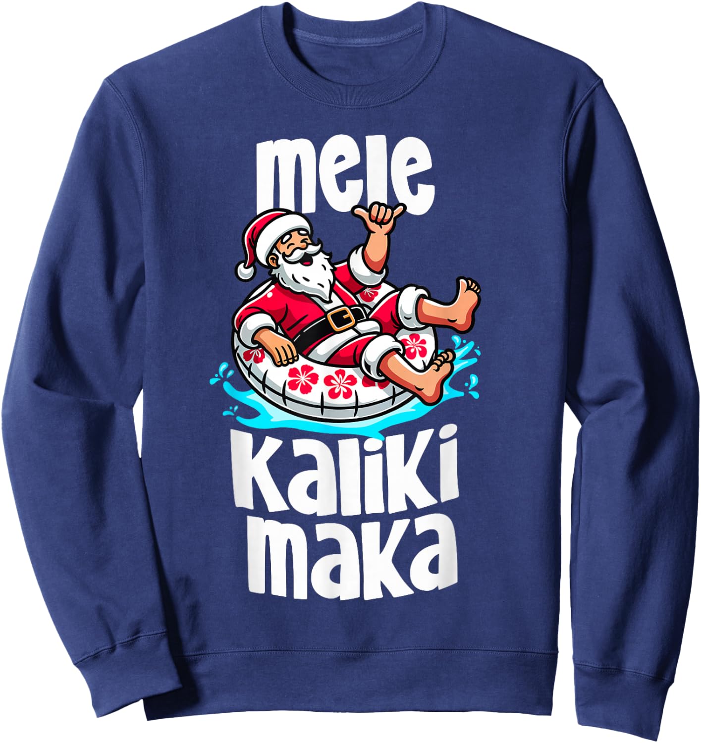 Funny Mele Kalikimaka Family Vacation Hawaiian Christmas Sweatshirt - Sweatshirt | Navy
