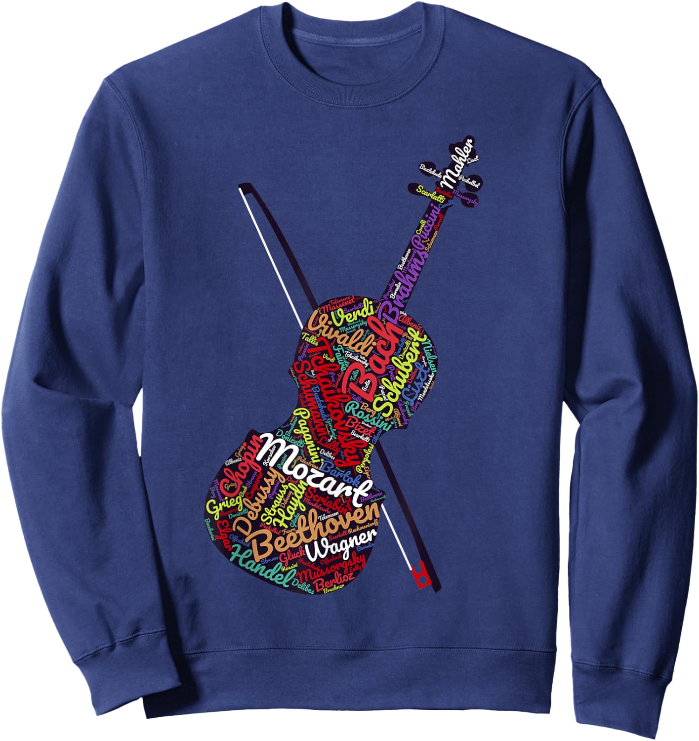 Classical Music Composers Violin Word Art Sweatshirt - Sweatshirt | Navy