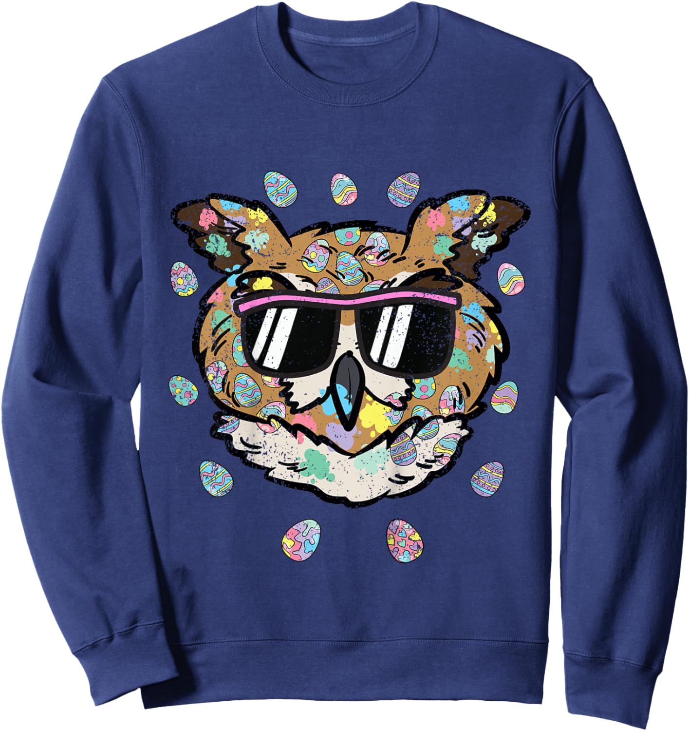 Kids Owl Face Easter Egg Hunting Spring Toddler Boys Girls Kids Sweatshirt - Sweatshirt | Navy