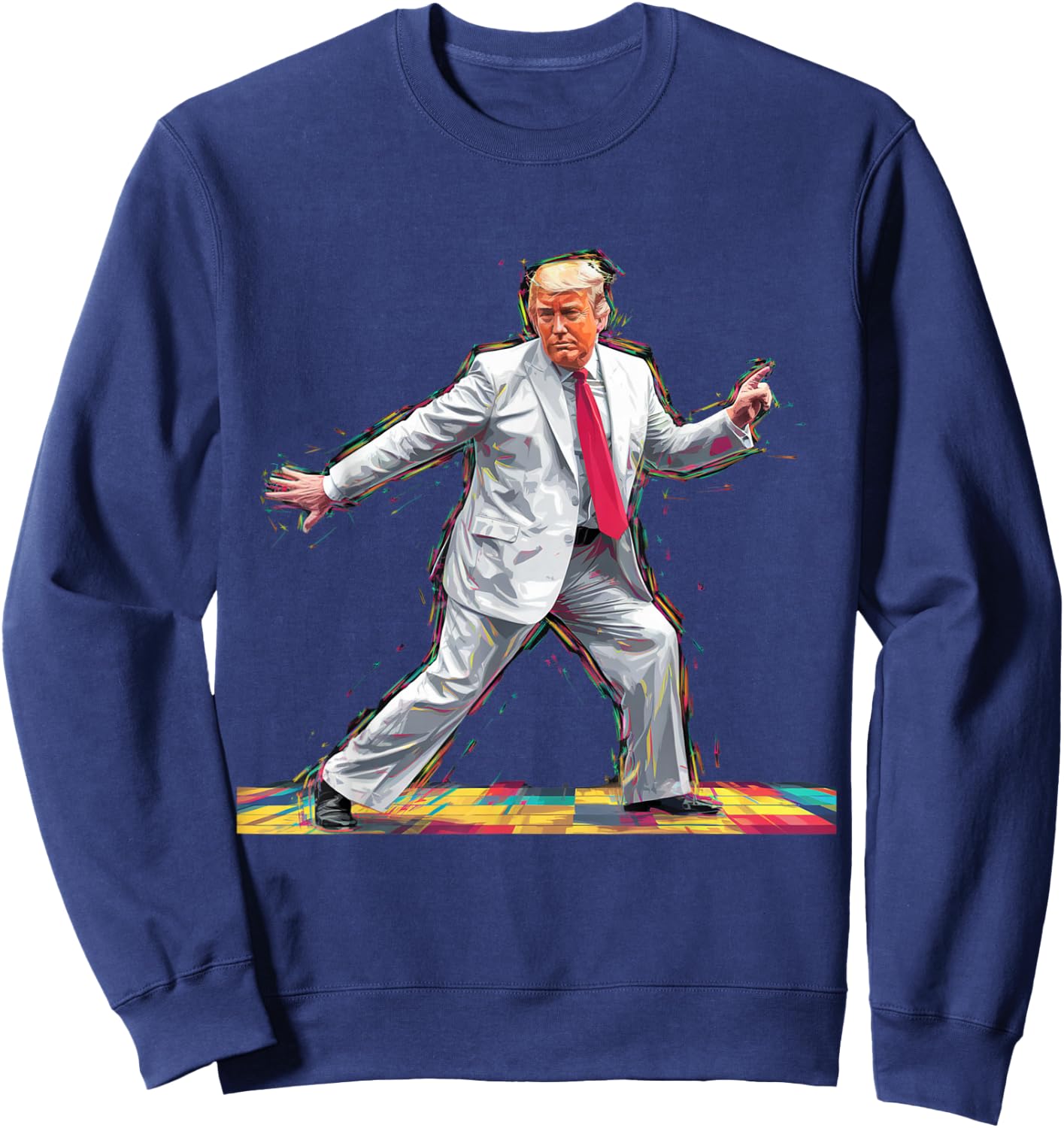 Funny Donald Trump Disco Dancing 60s 70s 80s President Sweatshirt - Sweatshirt | Navy