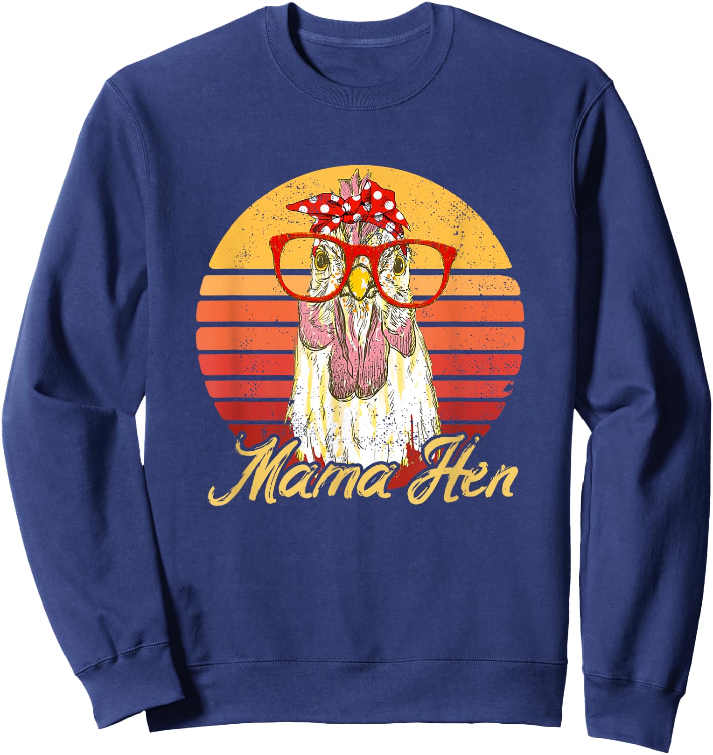 Vintage Mama Hen Chicken Gift Mom Farm Sweatshirt - Sweatshirt | Navy