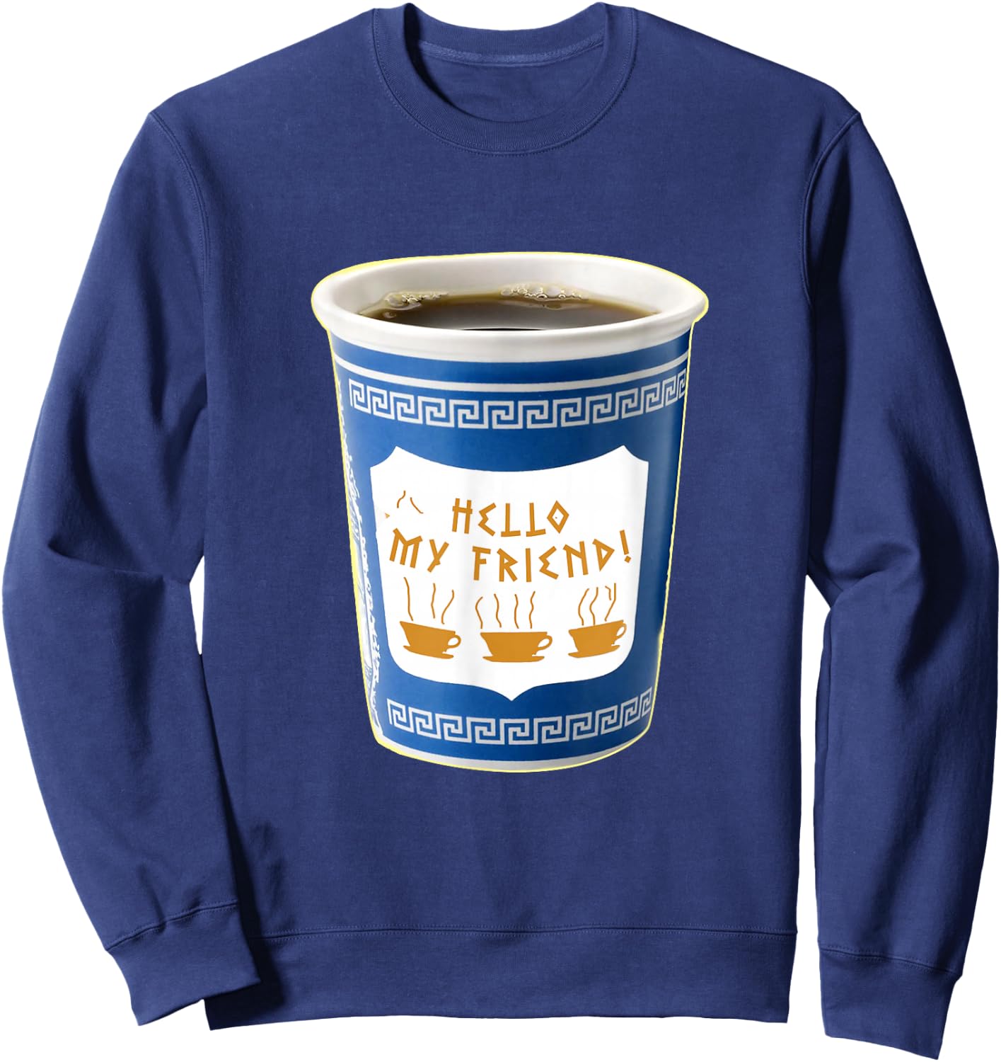 Old School NY New York Hometown Greek Diner Coffee Cup Sweatshirt - Sweatshirt | Navy