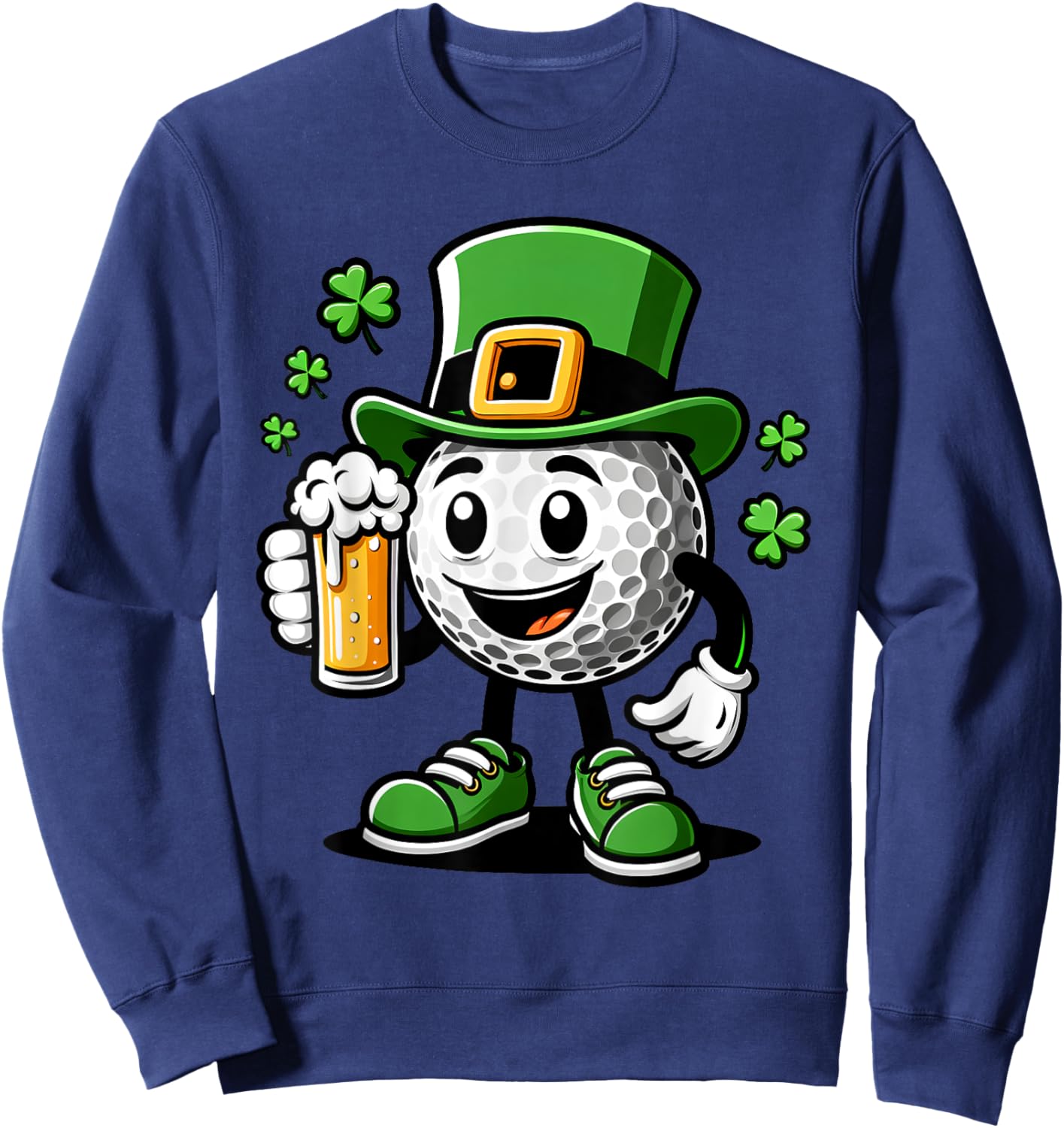 St Patrick's Day Irish Golf Ball Beer Golfing Golfer Sweatshirt - Sweatshirt | Navy