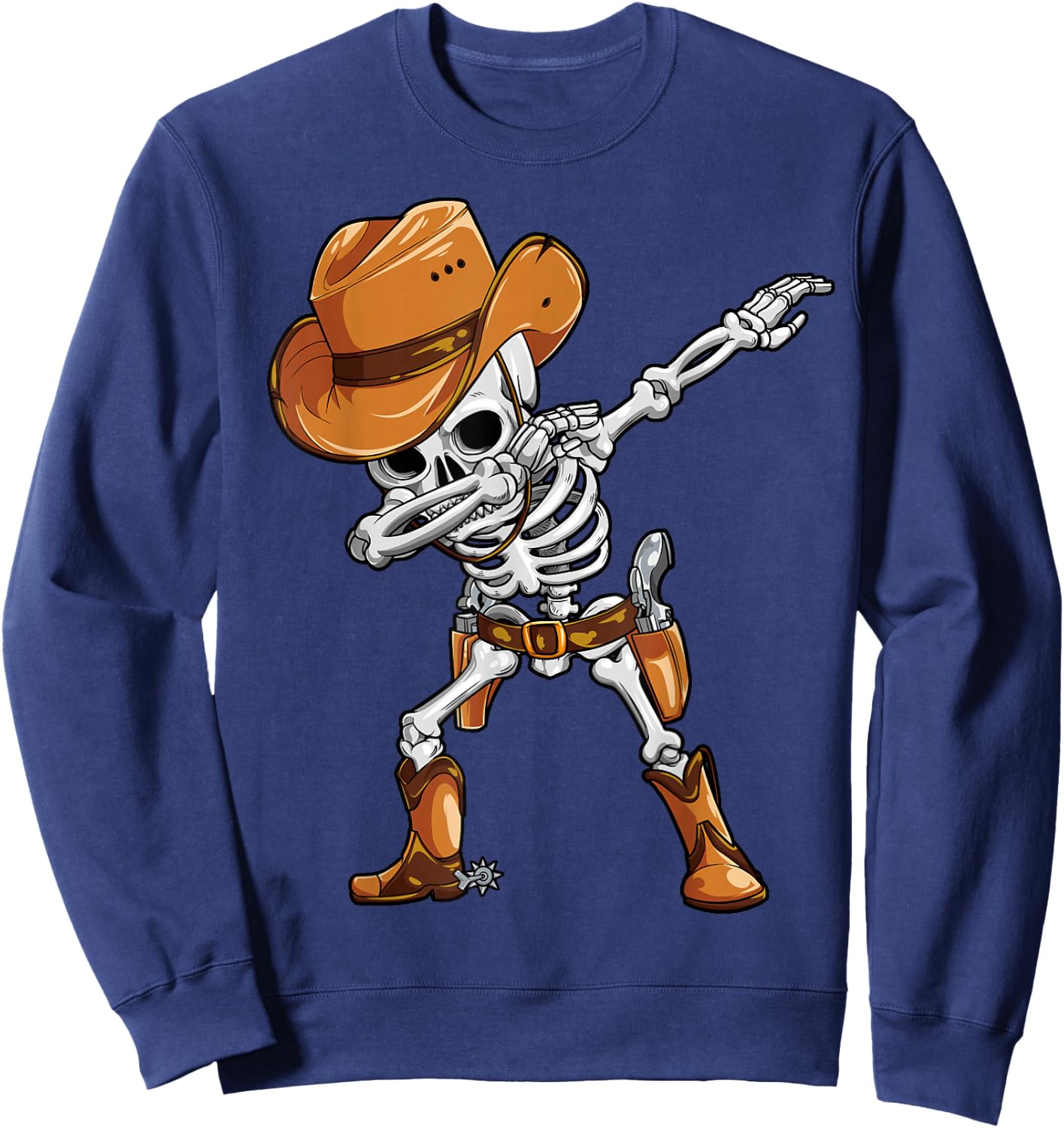 Dabbing Skeleton Cowboy Halloween Boys Men Funny Dab Dance Sweatshirt - Sweatshirt | Navy